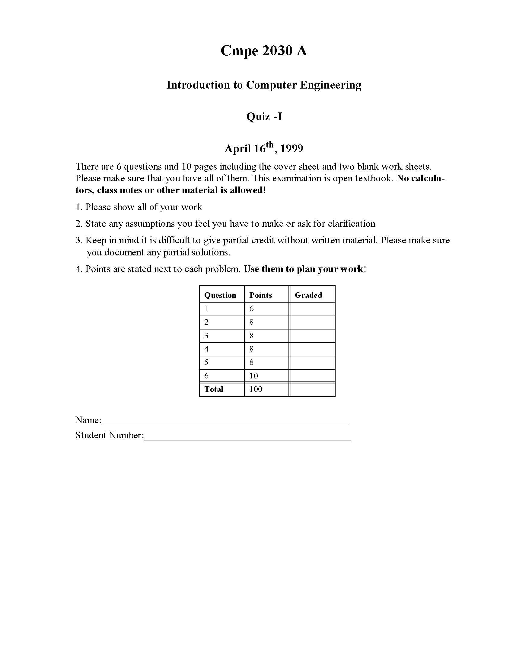 Intro to Computer Engr