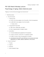 PSY 202 Lecture: Aging
