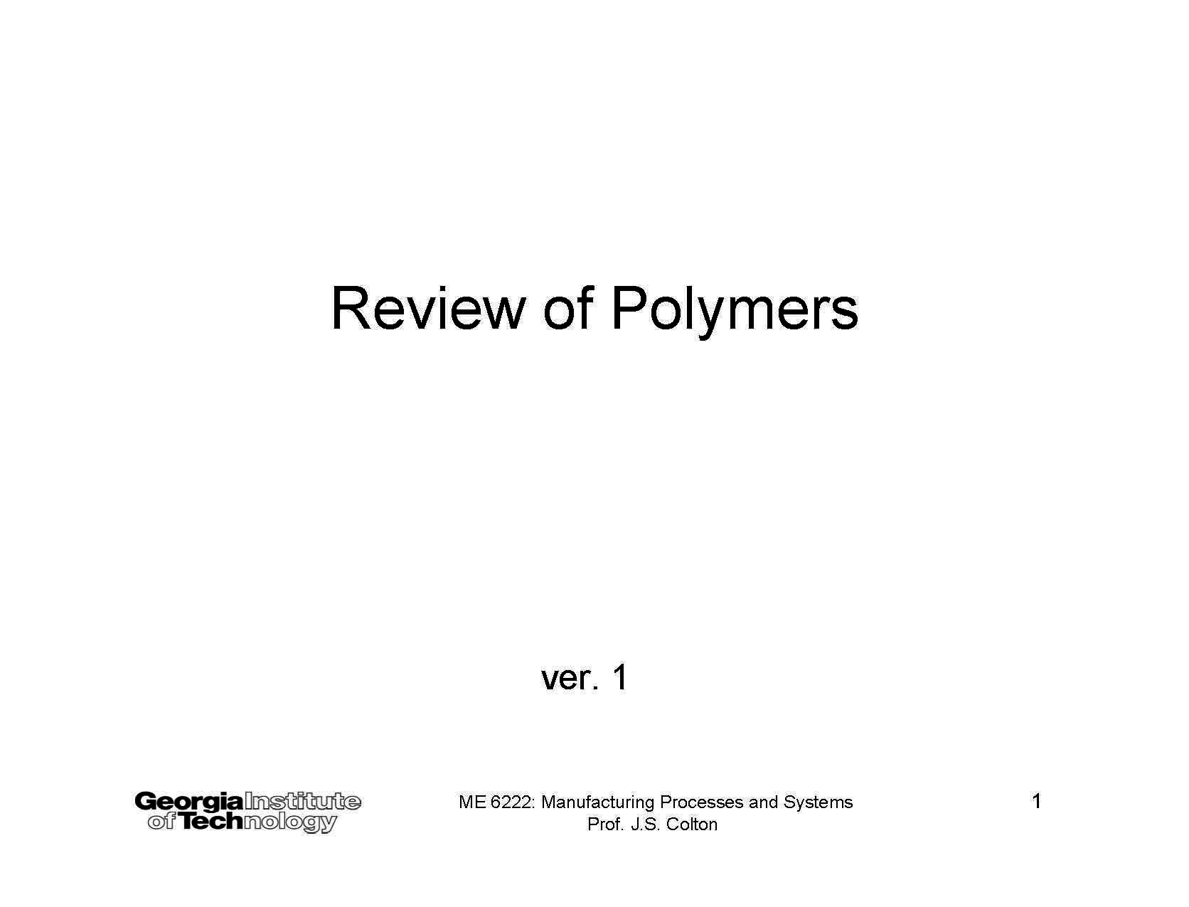 Mfg Processes & Systems