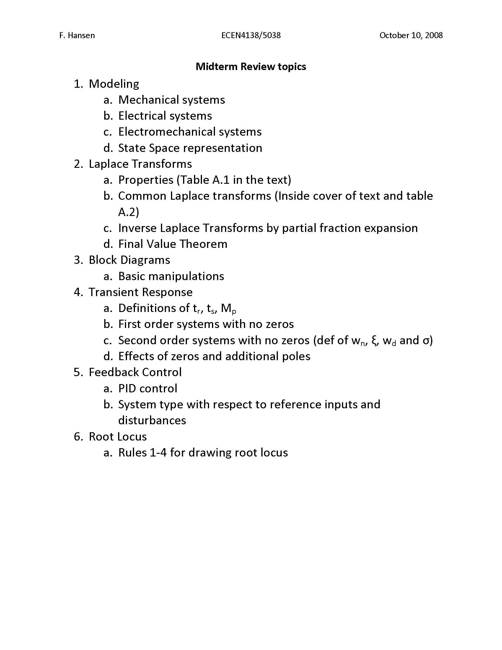 Control Systems Analysis