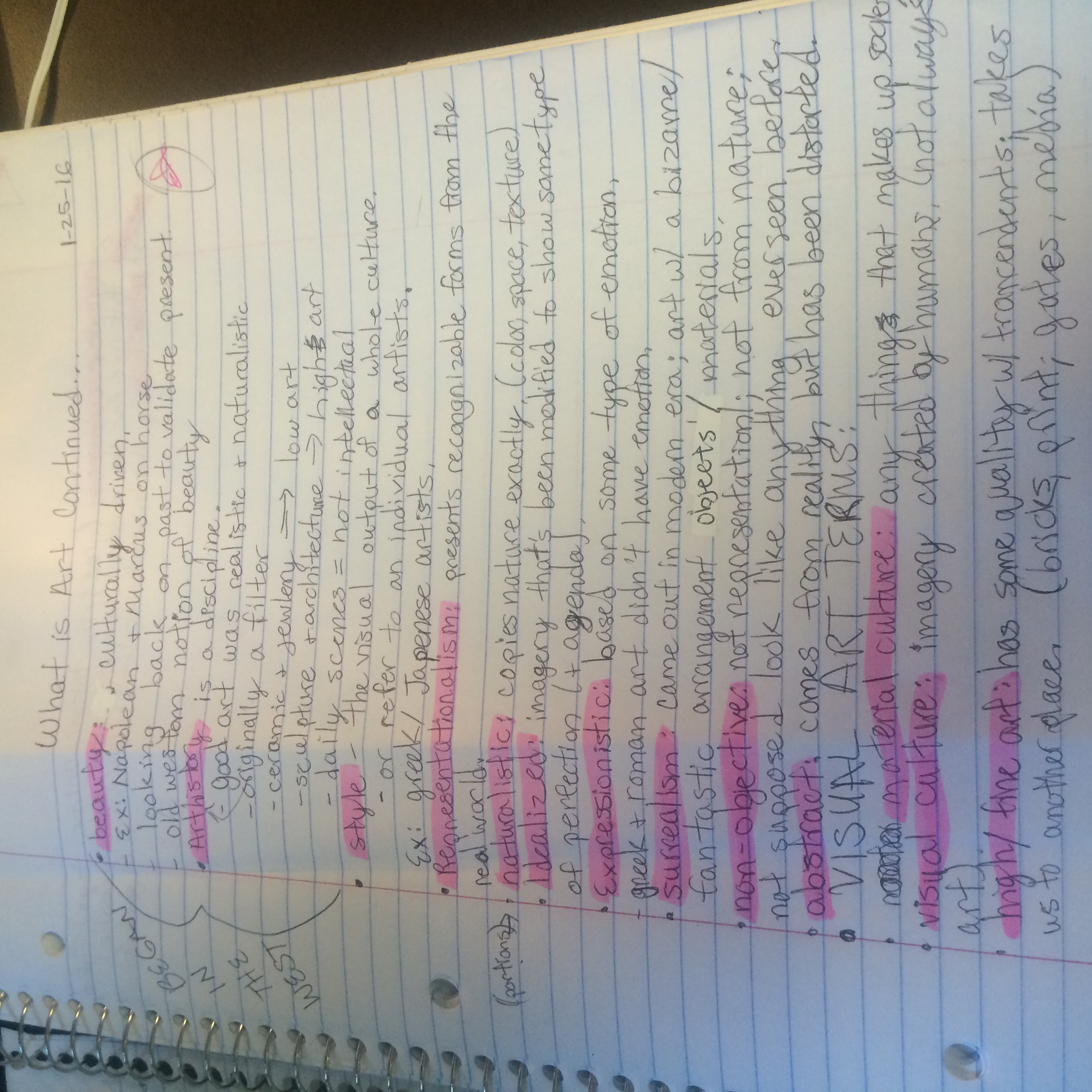 Art Appreciation 1300 for Non Majors In class Notes