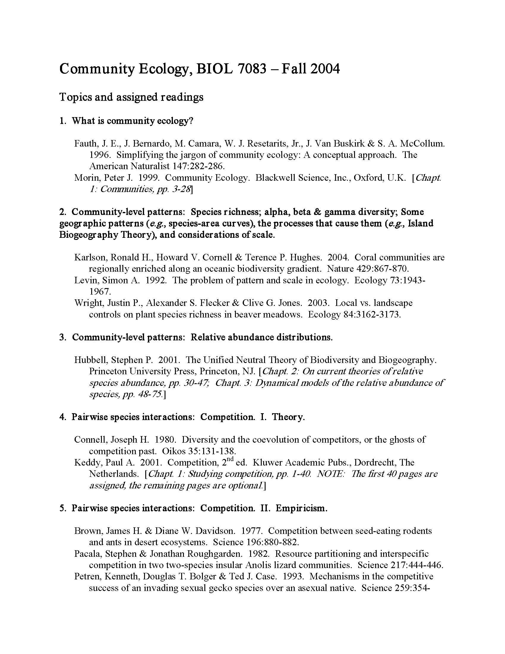 Community Ecology