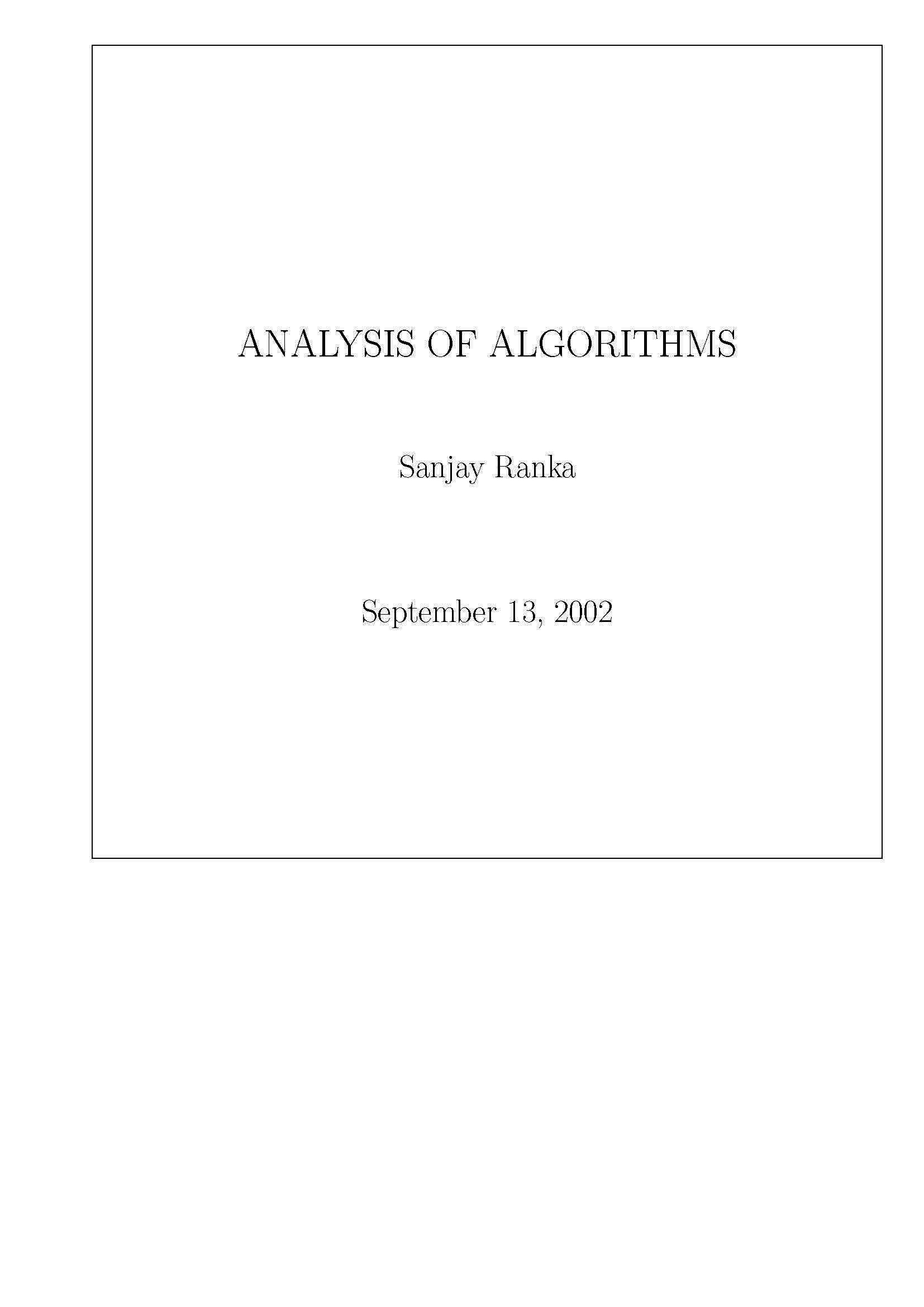 ANALYS OF ALGORITHMS
