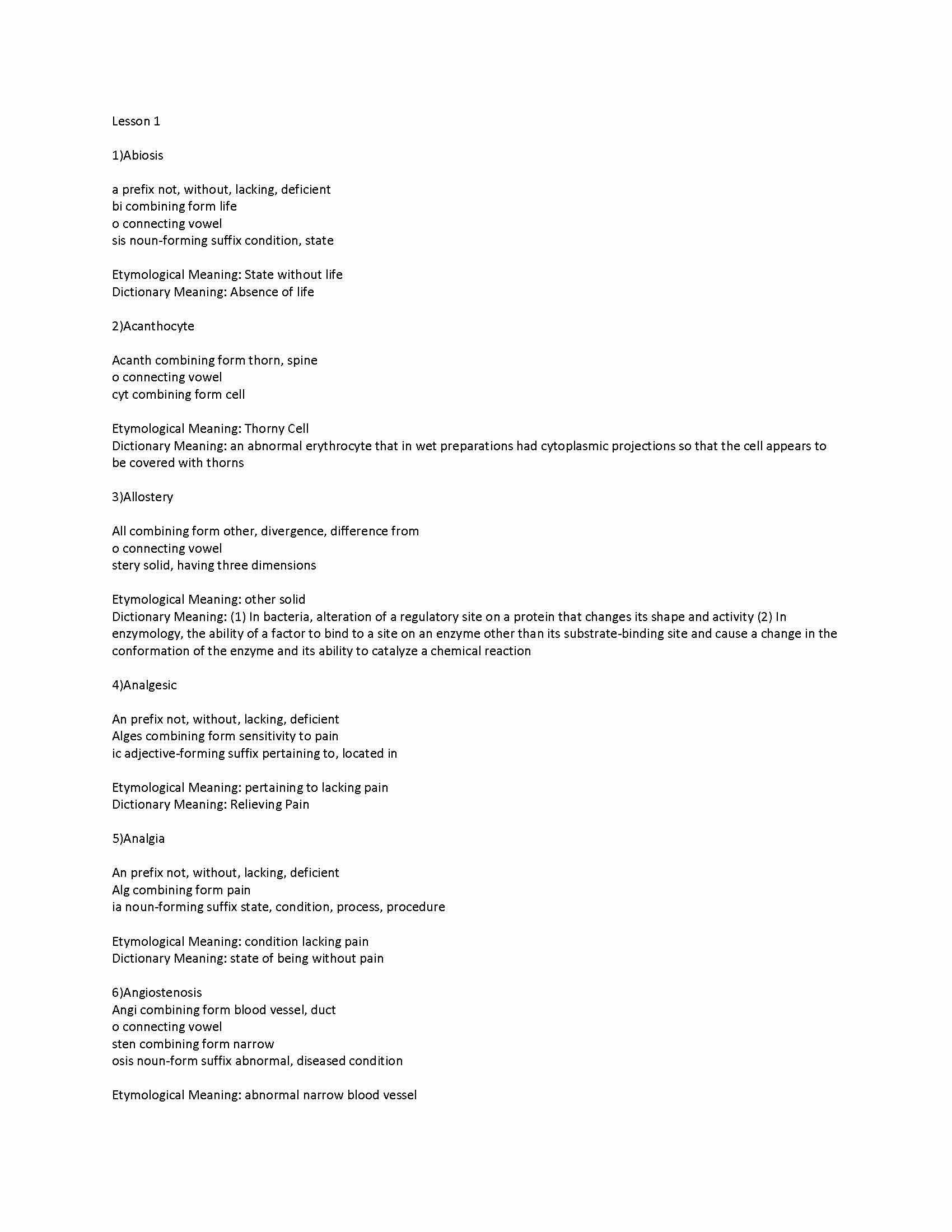 Medical Vocabulary