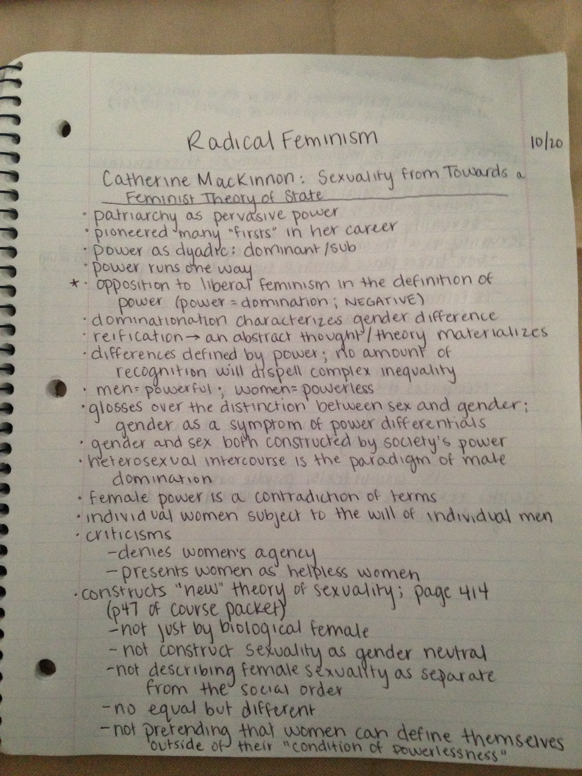 Notes 10/20 and 10/22