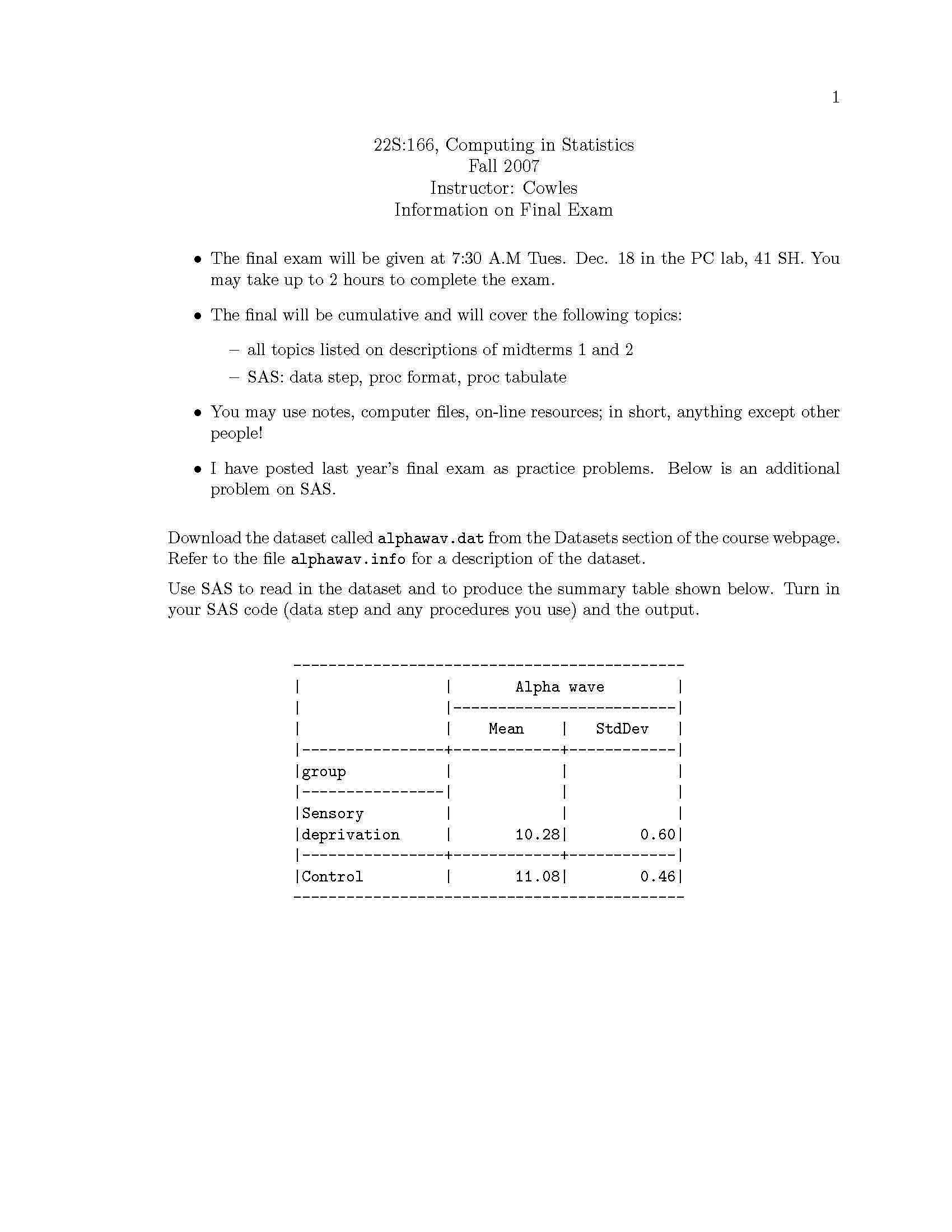 Computing in Statistics