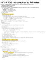 10/1 & 10/3 Introduction to Primates