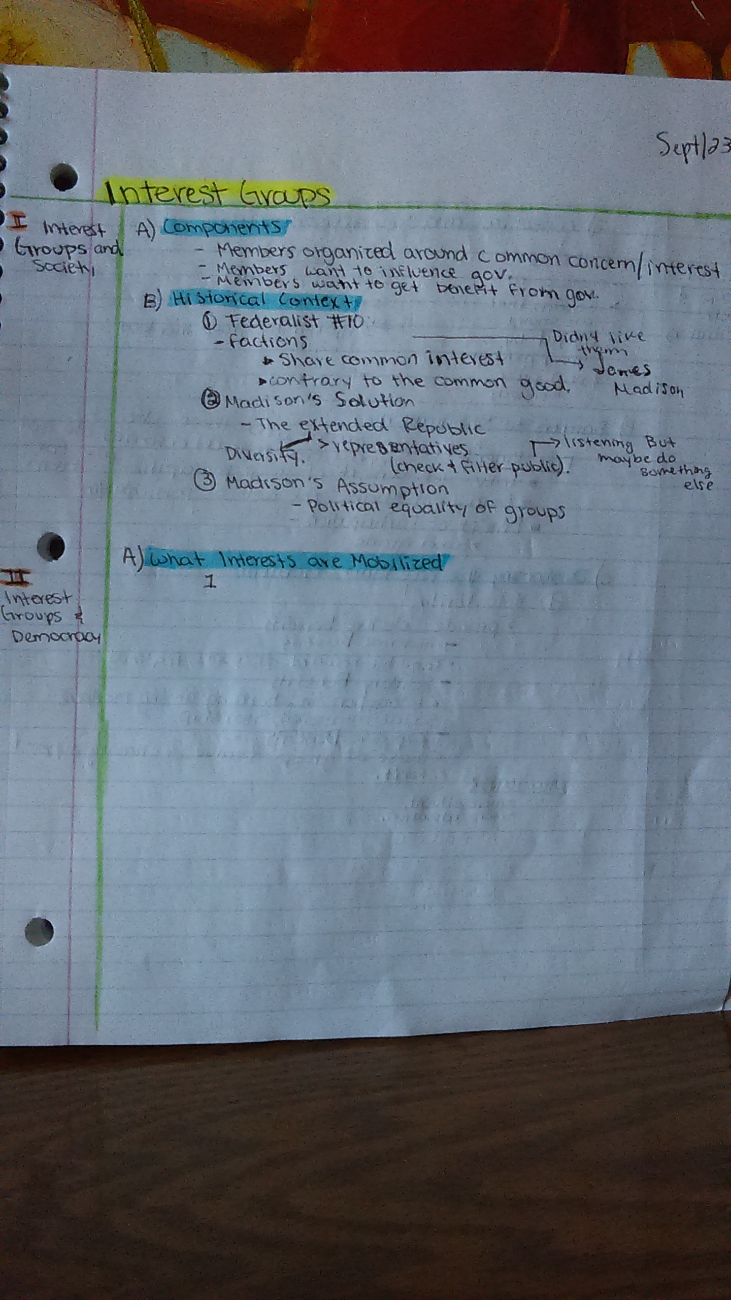 Week 6 Lecture Notes: Interest Groups, Interest Groups Part II, Introduction to Political Parties