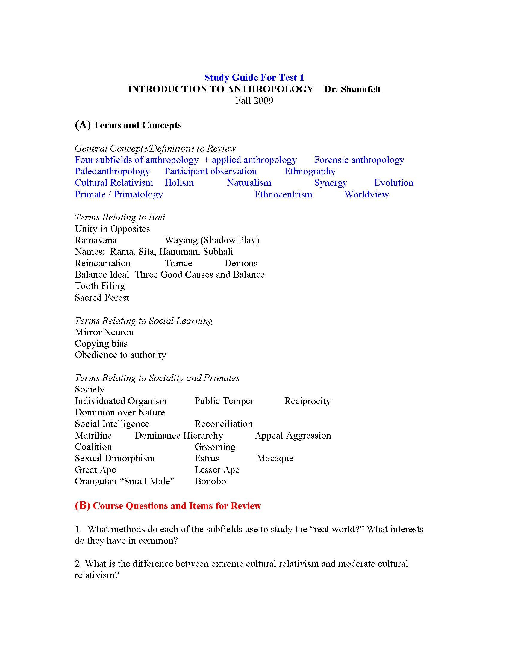 Introduction to Anthropology