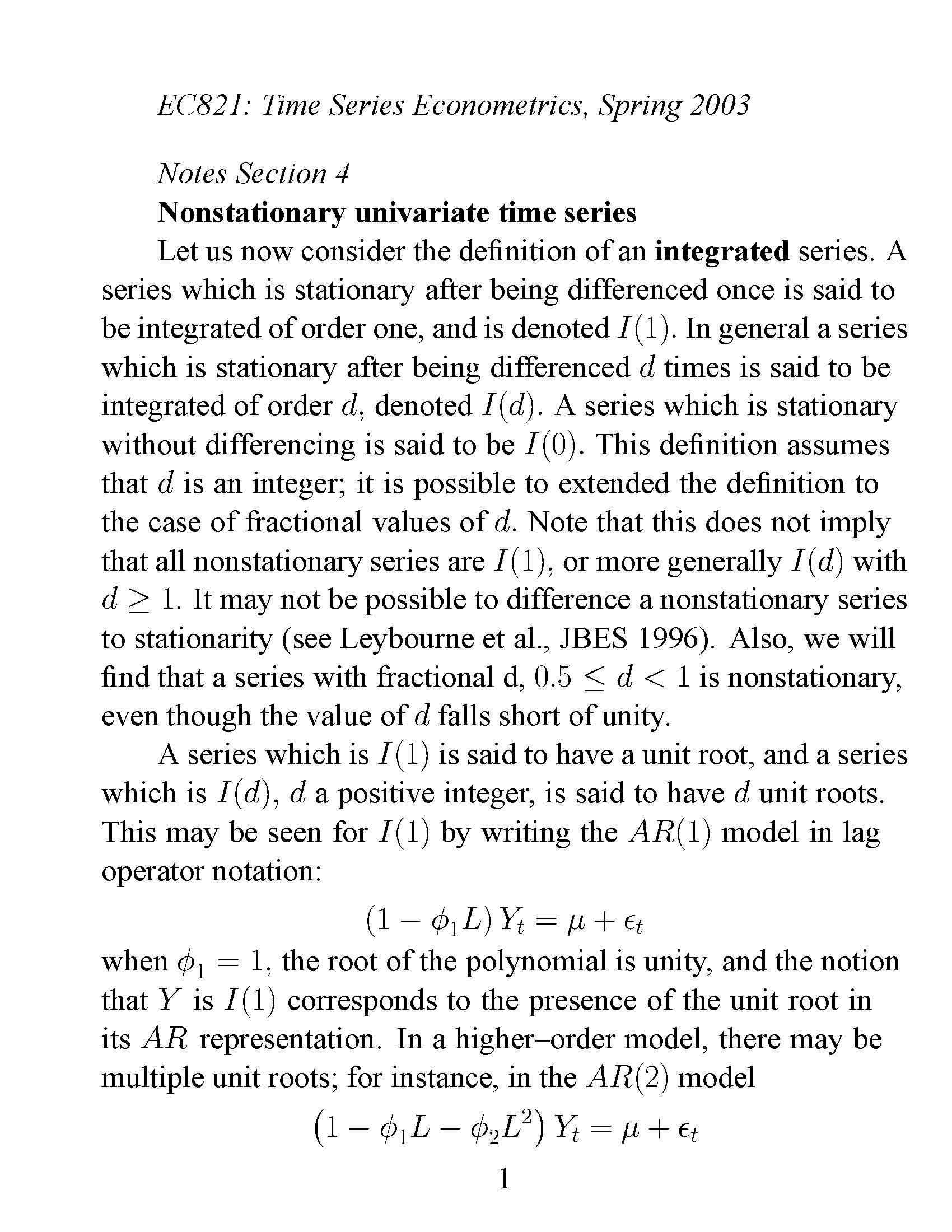 Time Series Econometrics