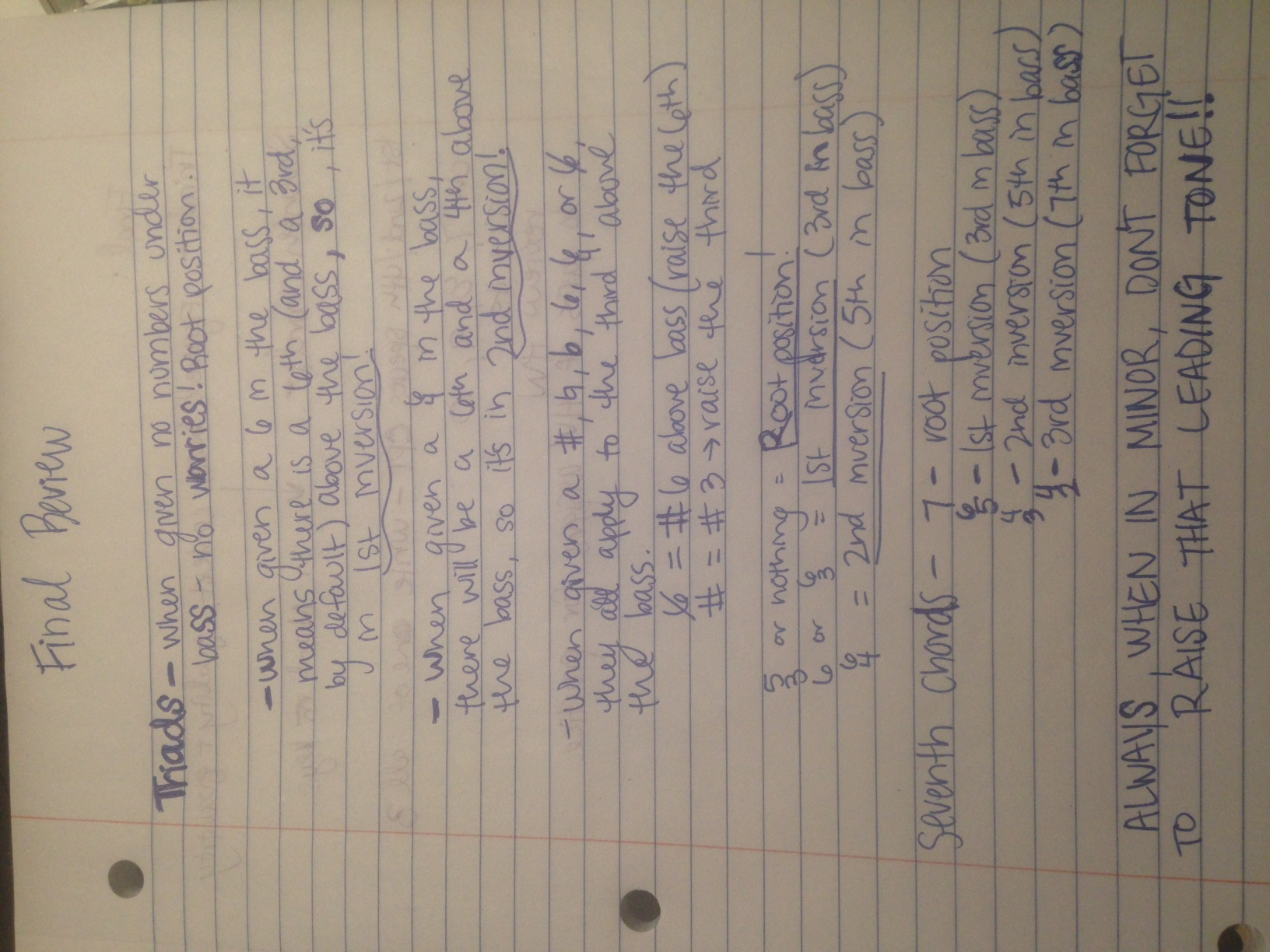 Study Guide for First Semester of Written Music Theory