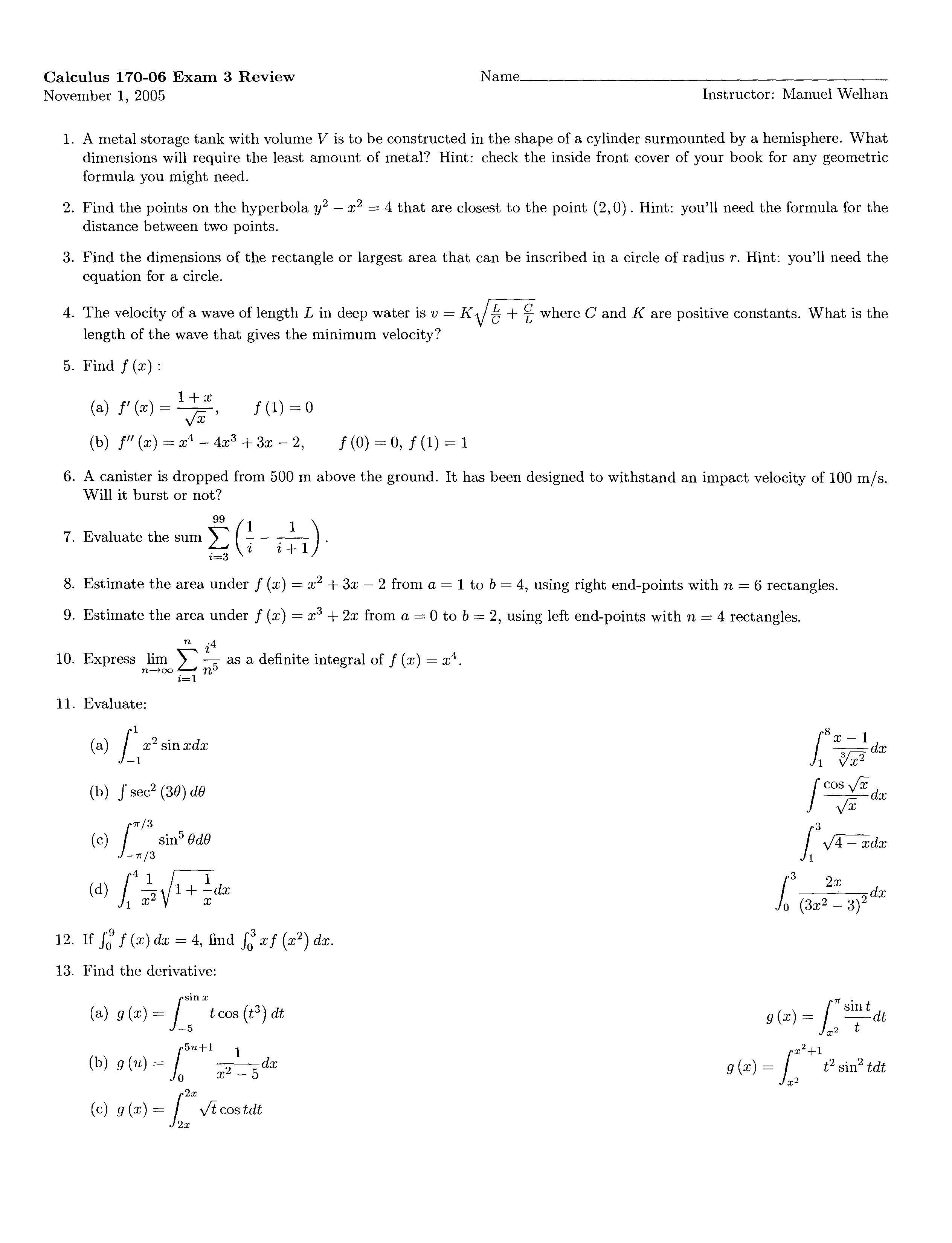 Analytic Geometry and Calculus I