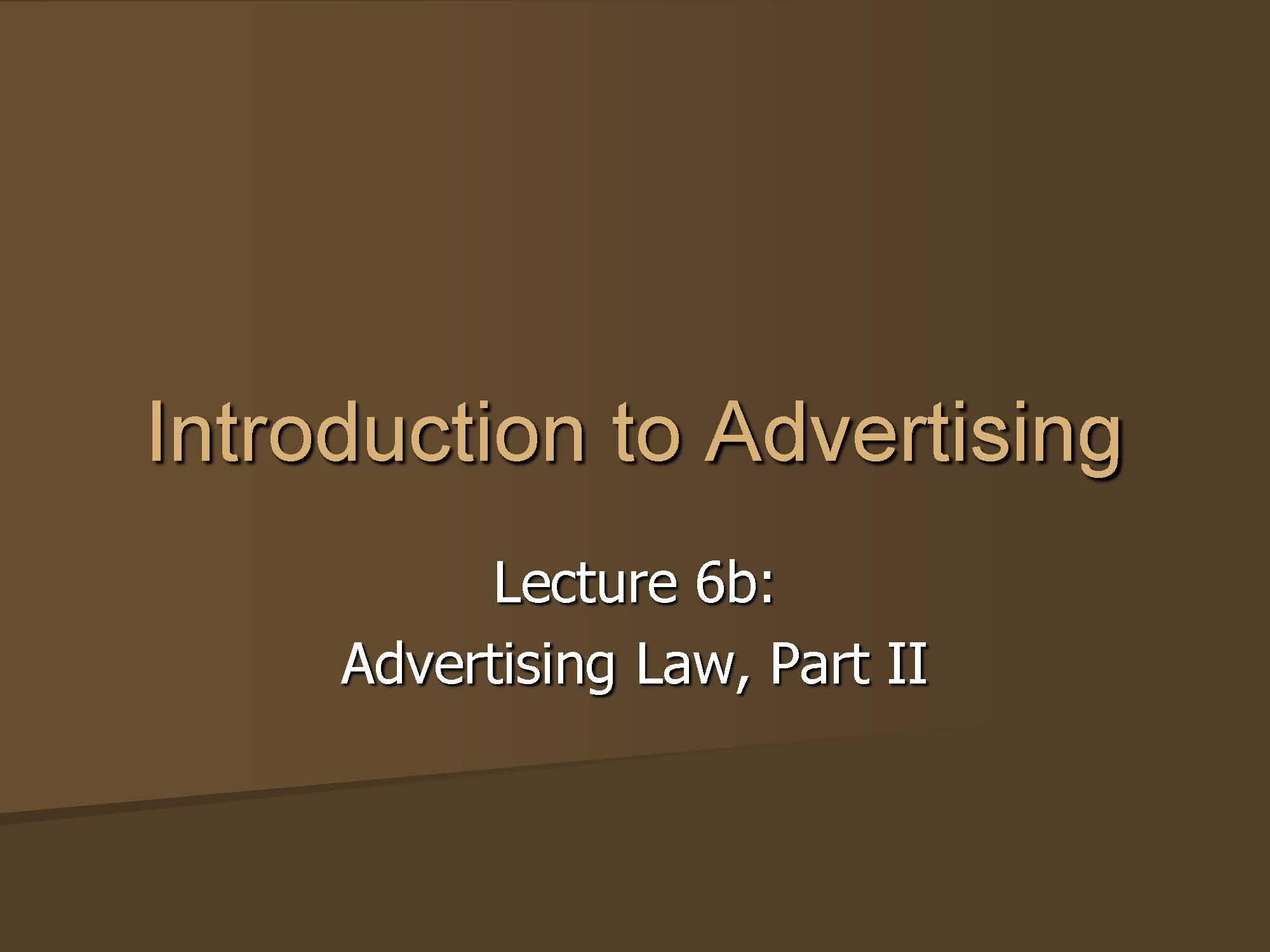 Introduction To Advertising