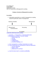 Prologue: Overview of Managerial Accounting