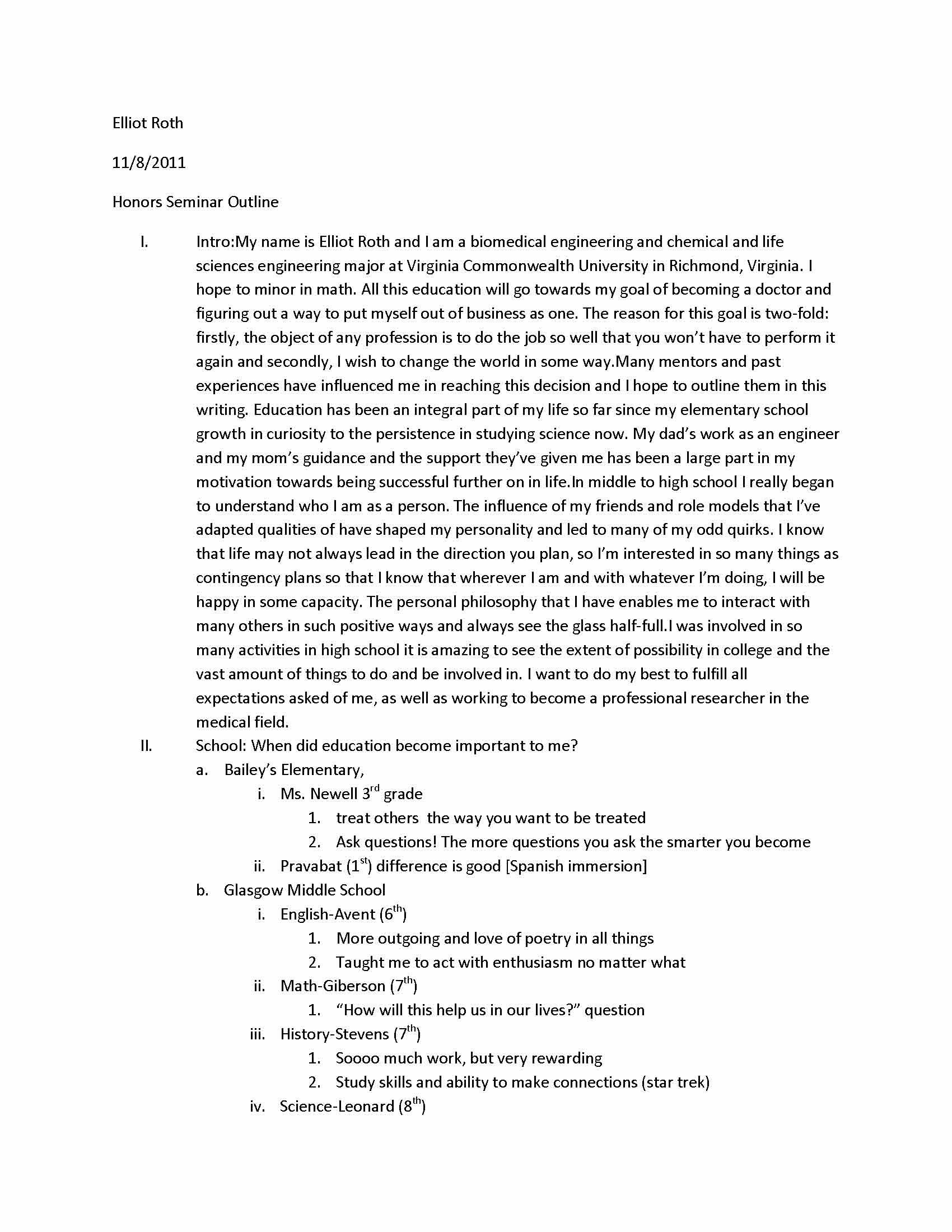 HONORS FRESHMAN SEMINAR