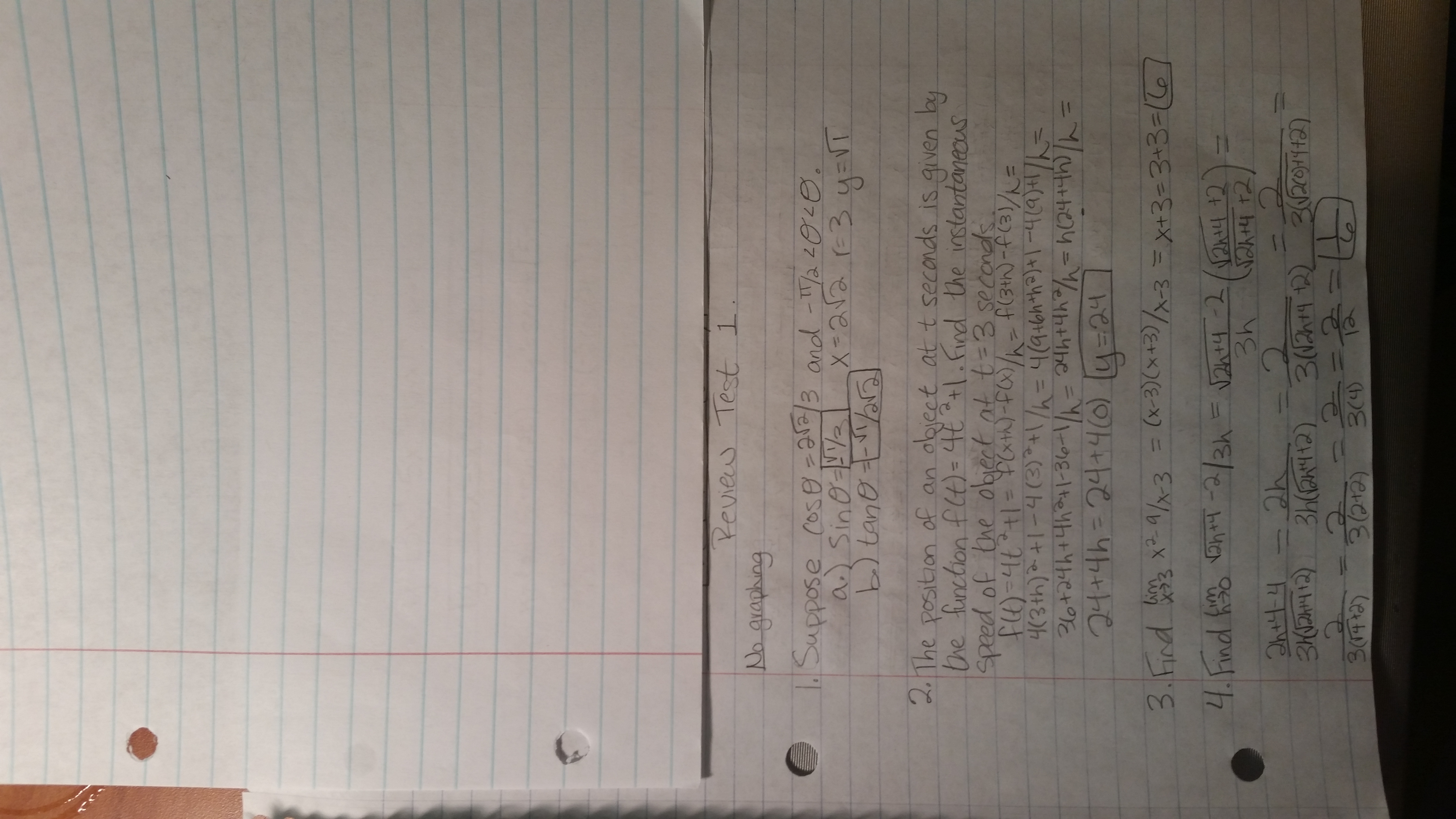 Calculus 1. Test 1 review