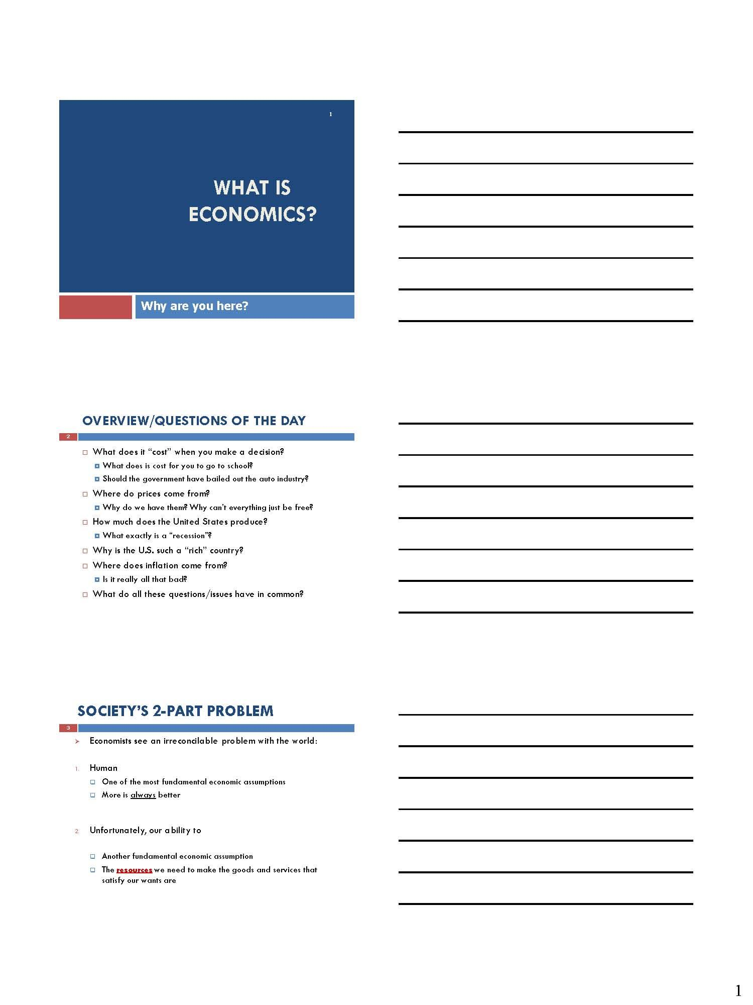 Intro Economics Survey Course