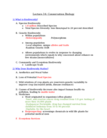 Lecture 34: Conservation Biology 