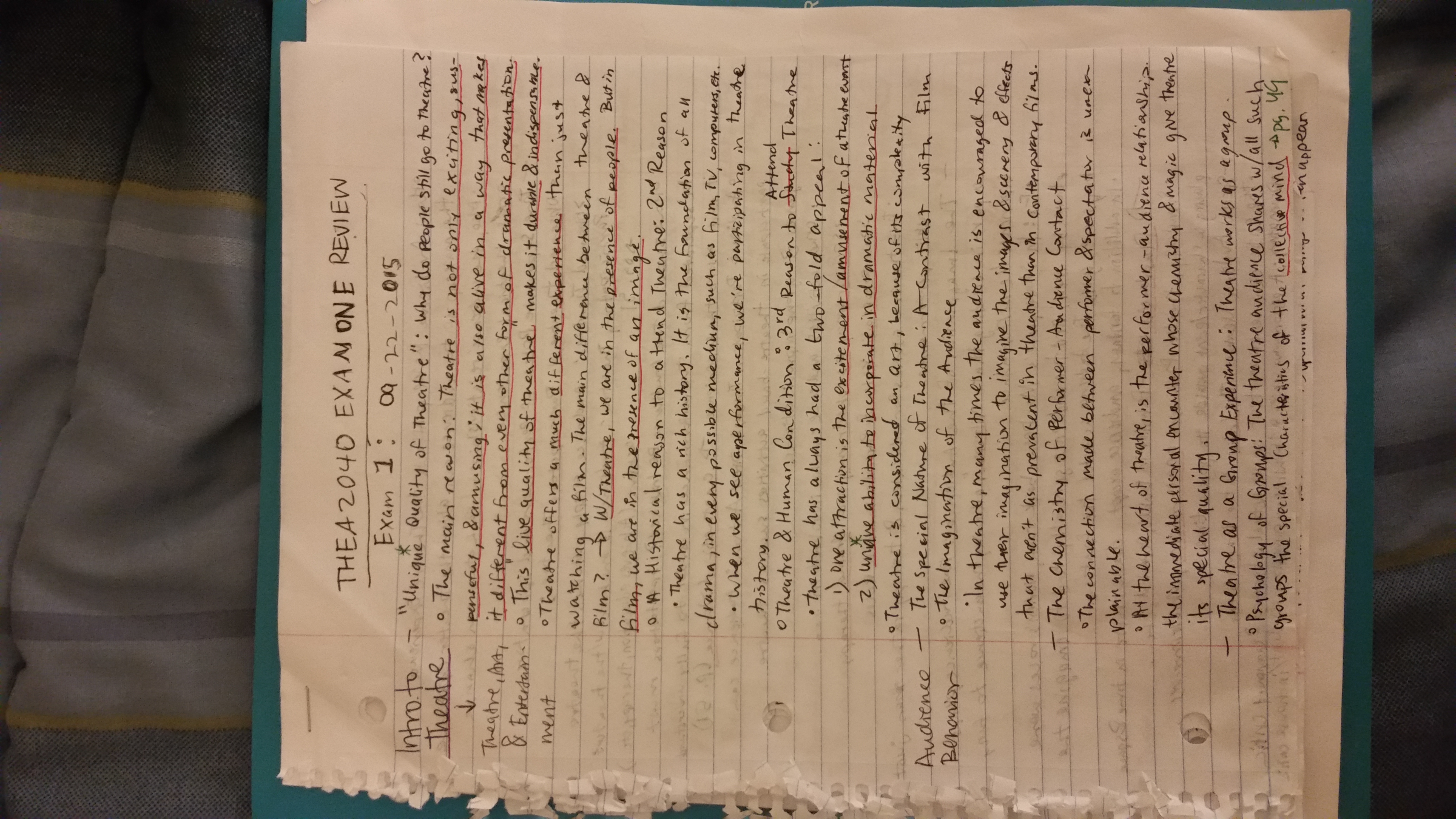 THEA 2040 Exam One Study Guide 