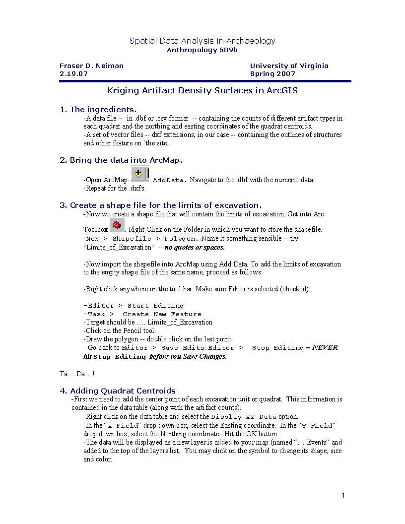 Selected Topics in Archaeology