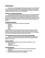 Chapter 6: Adolecent Services