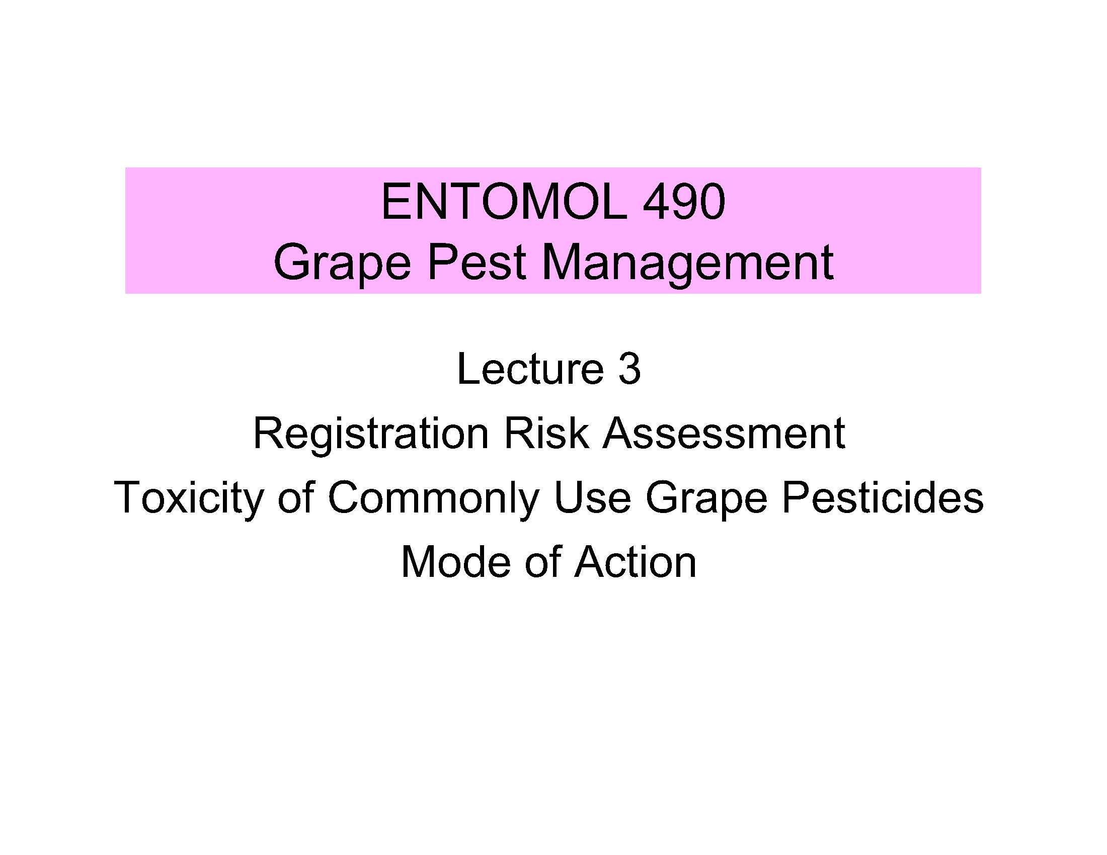 Special Topics in Entomology
