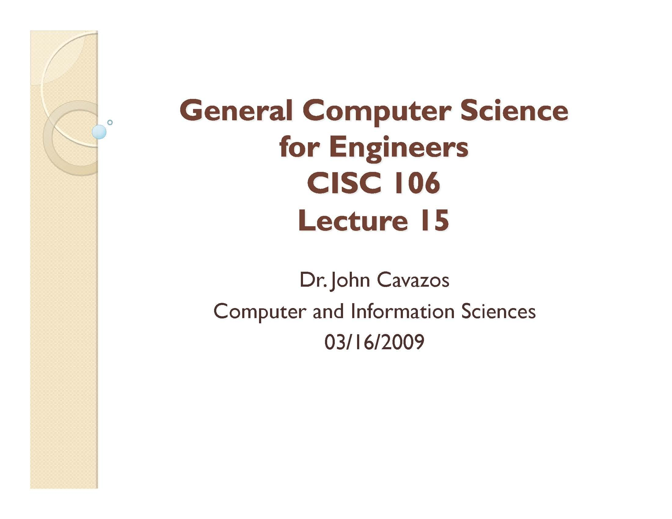 General Computer Science for Engineers