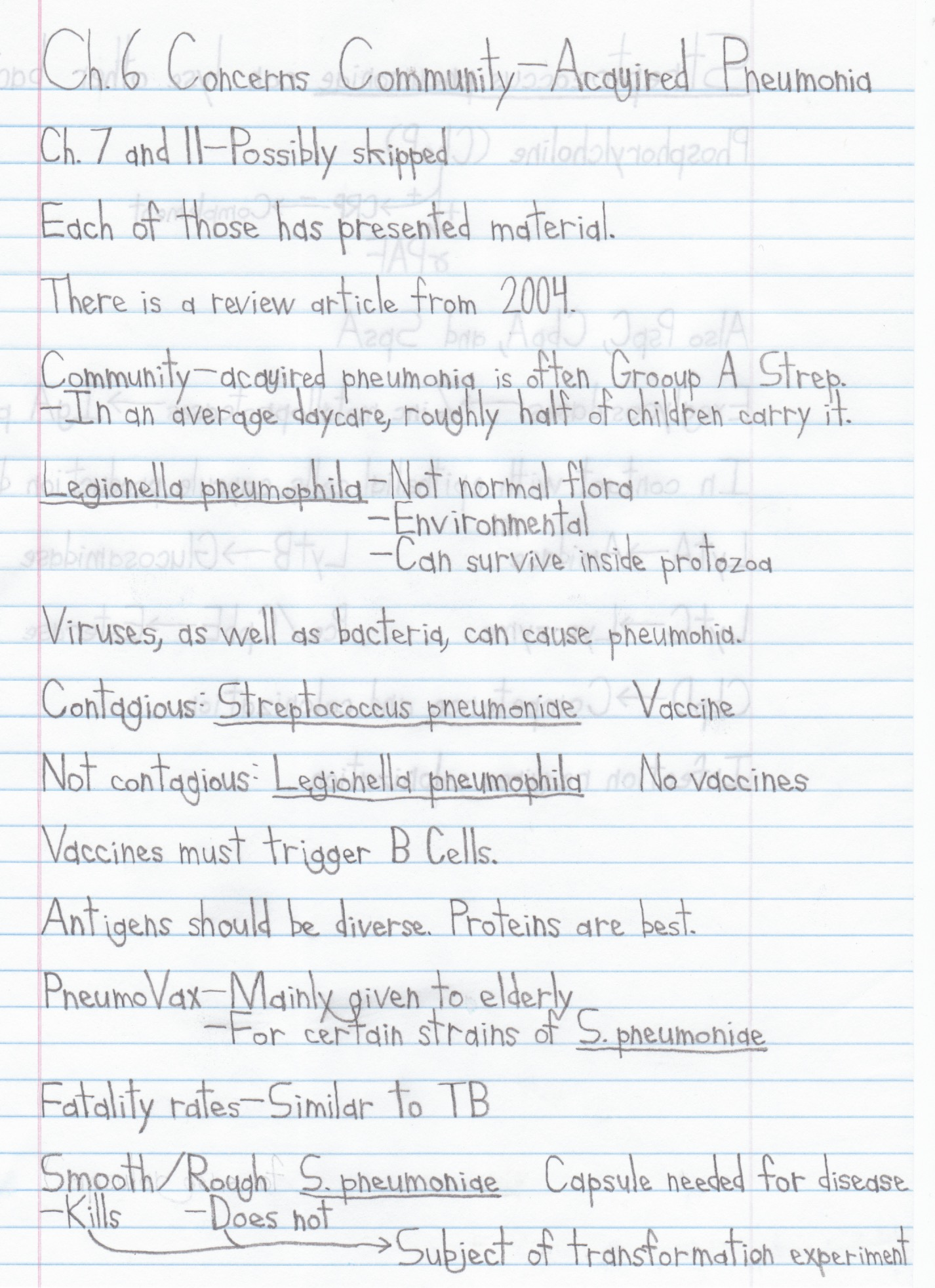 Notes for October 18 Week