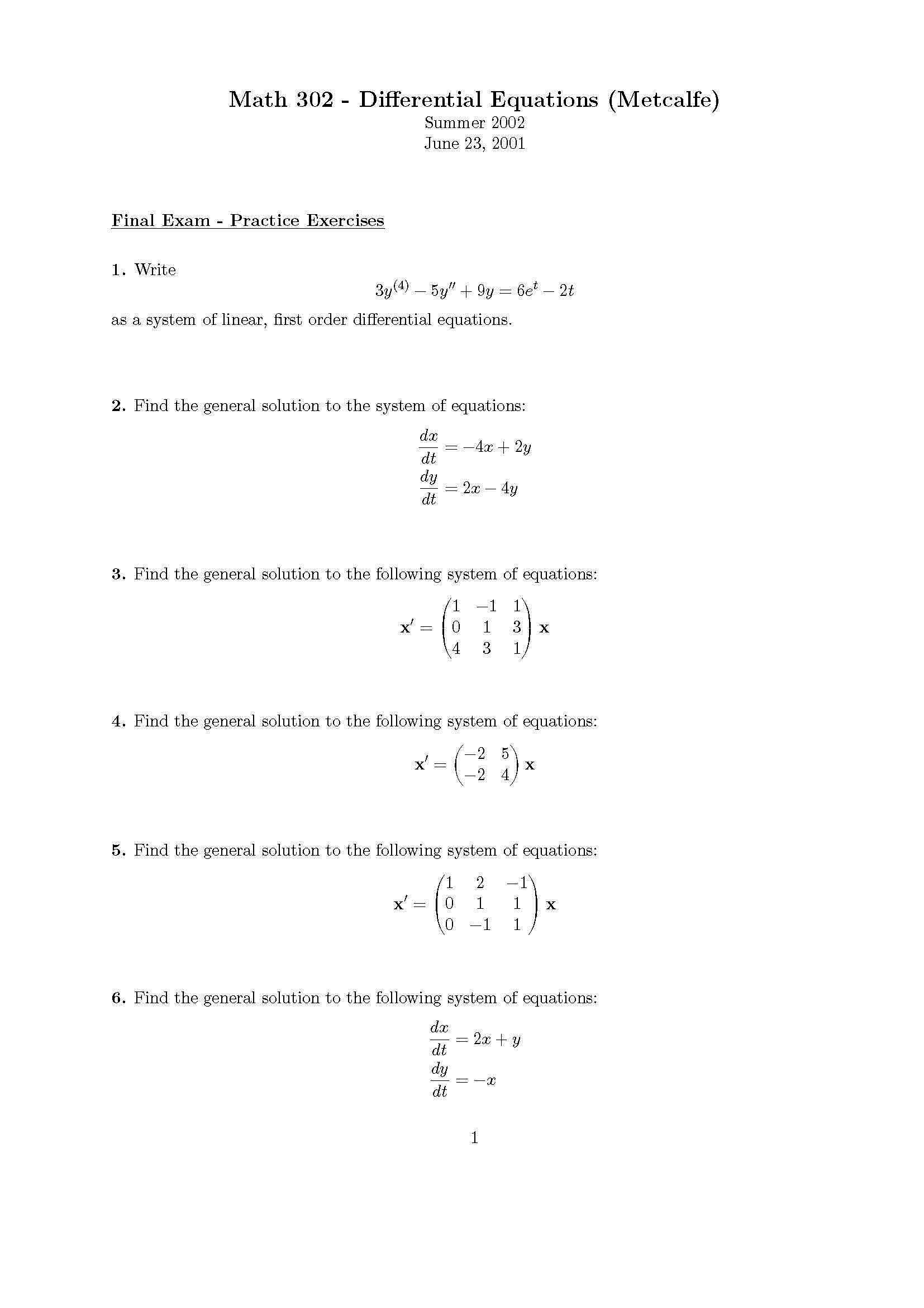 Elementary Differential Equations
