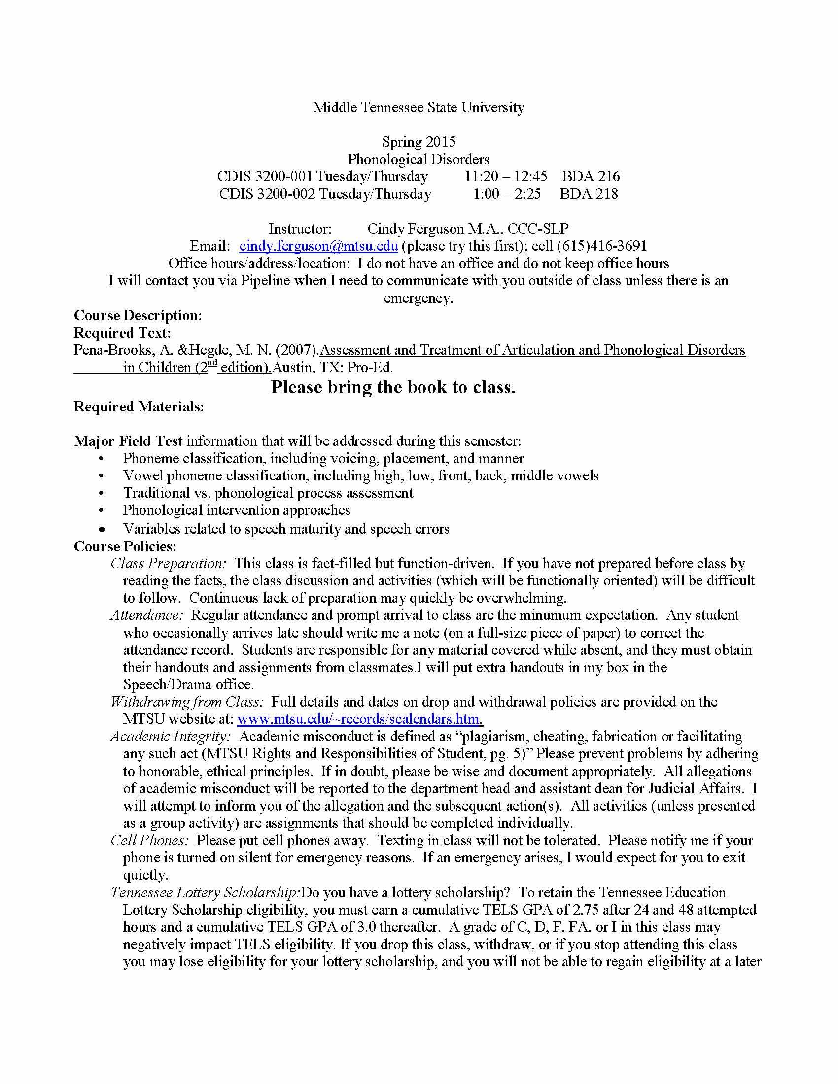 Phonological Disorders