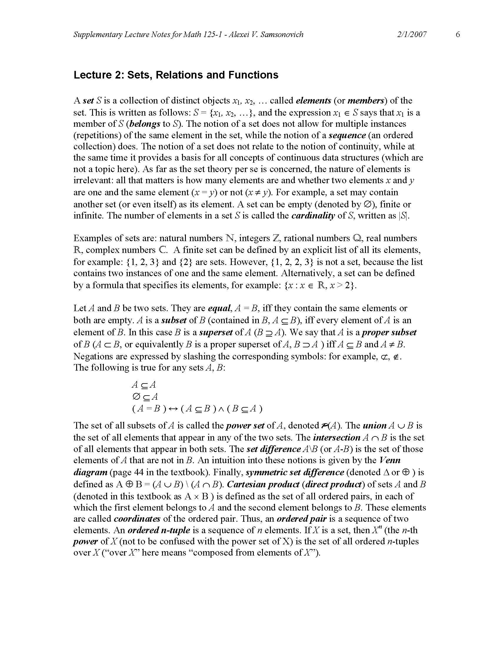 Discrete Mathematics I