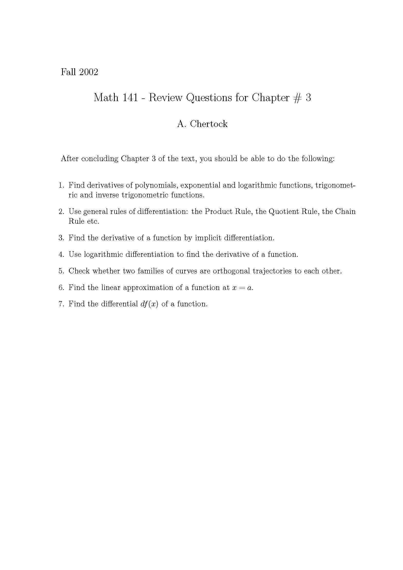 Calculus I