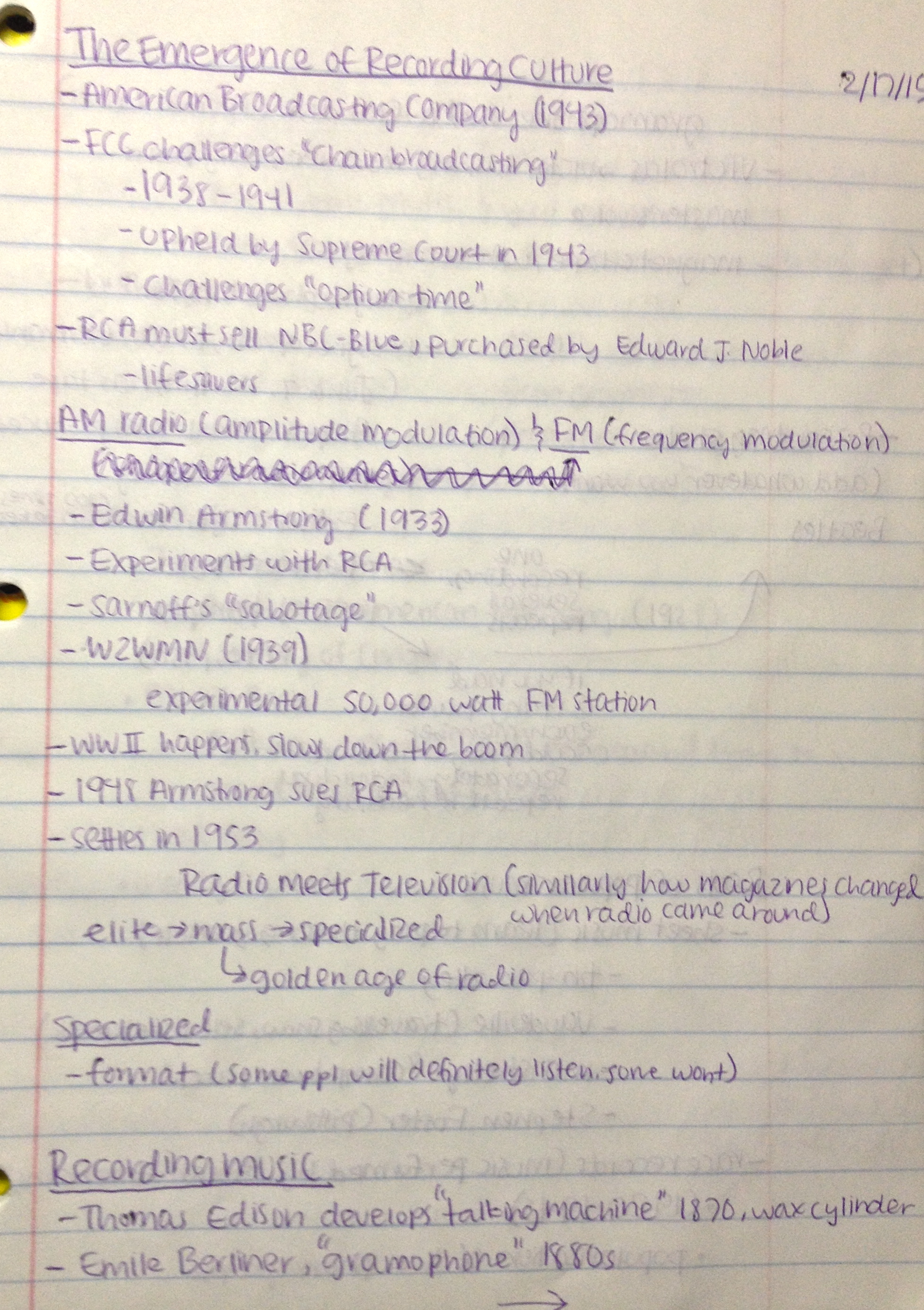 Lecture notes for 2/17-2/19