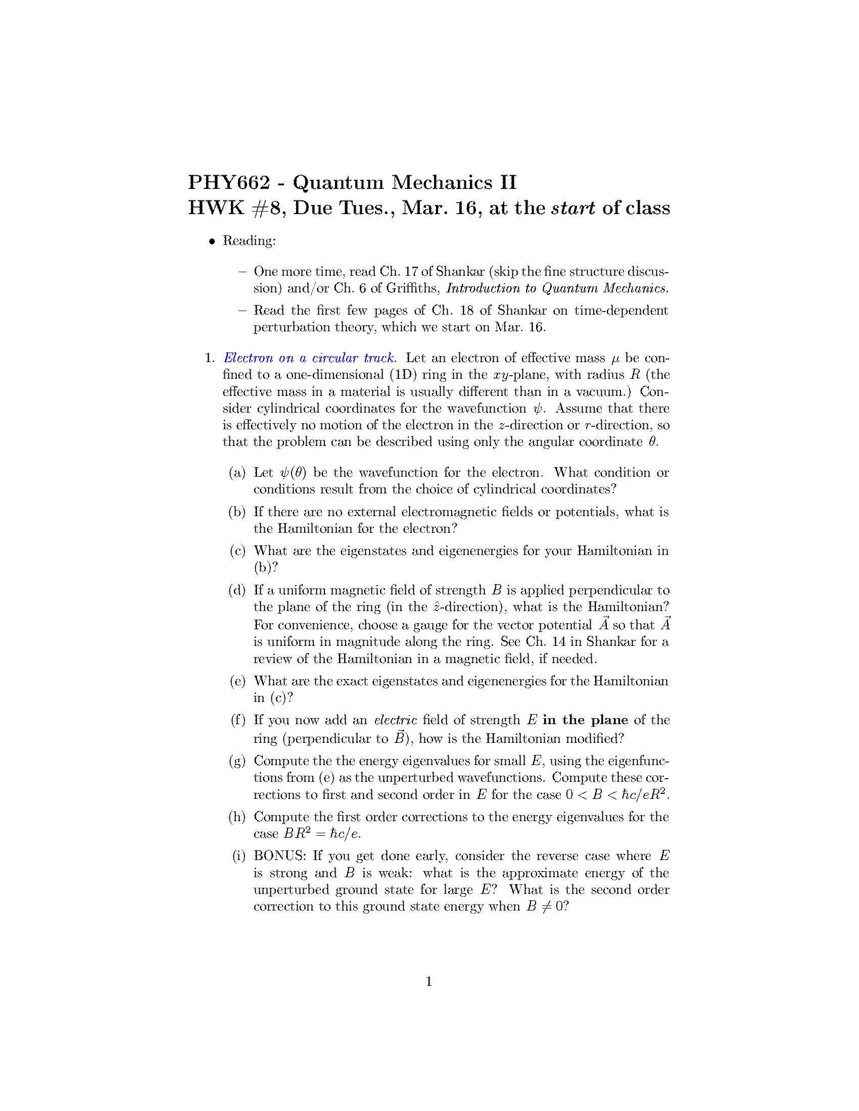 Quantum Mechanics II