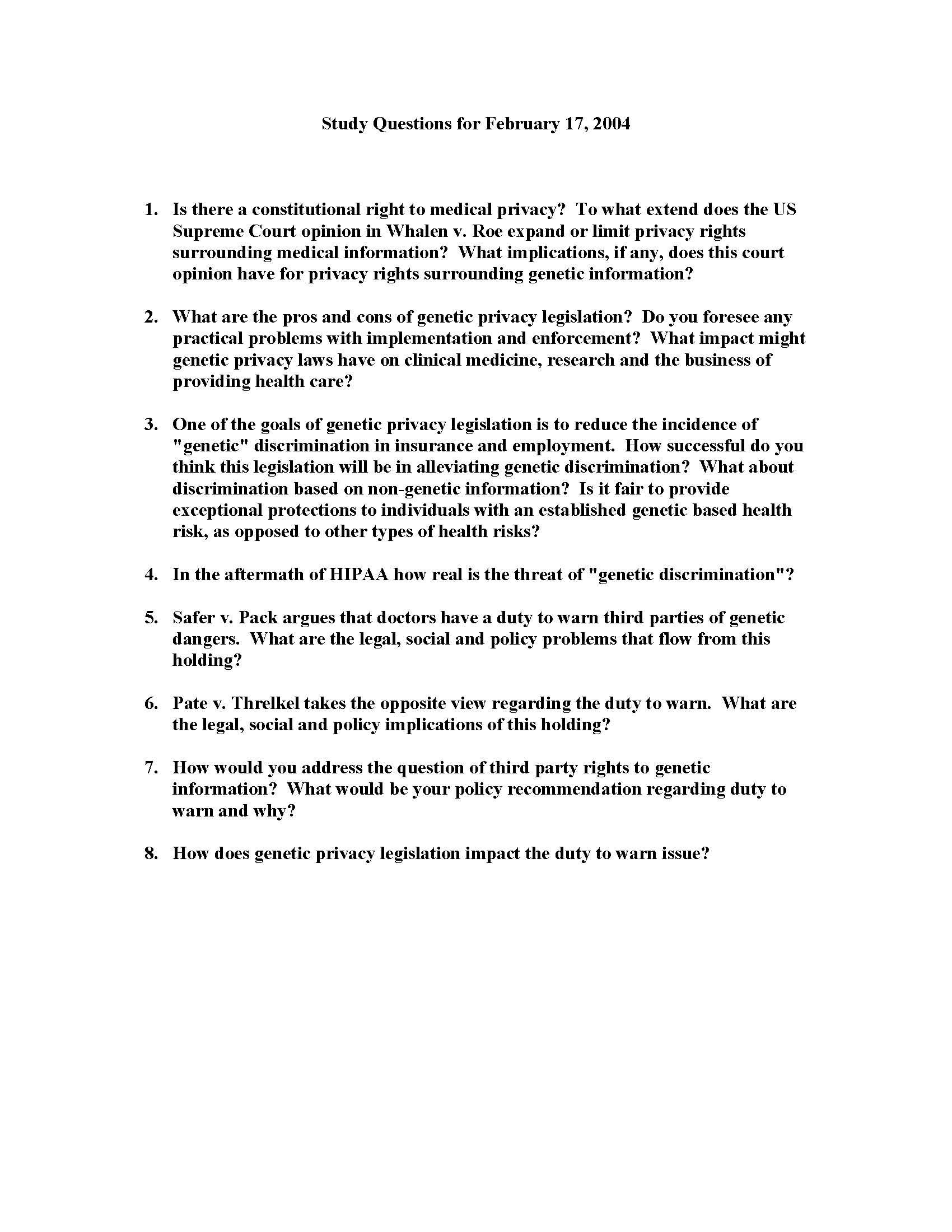 GENETICS & THE LAW