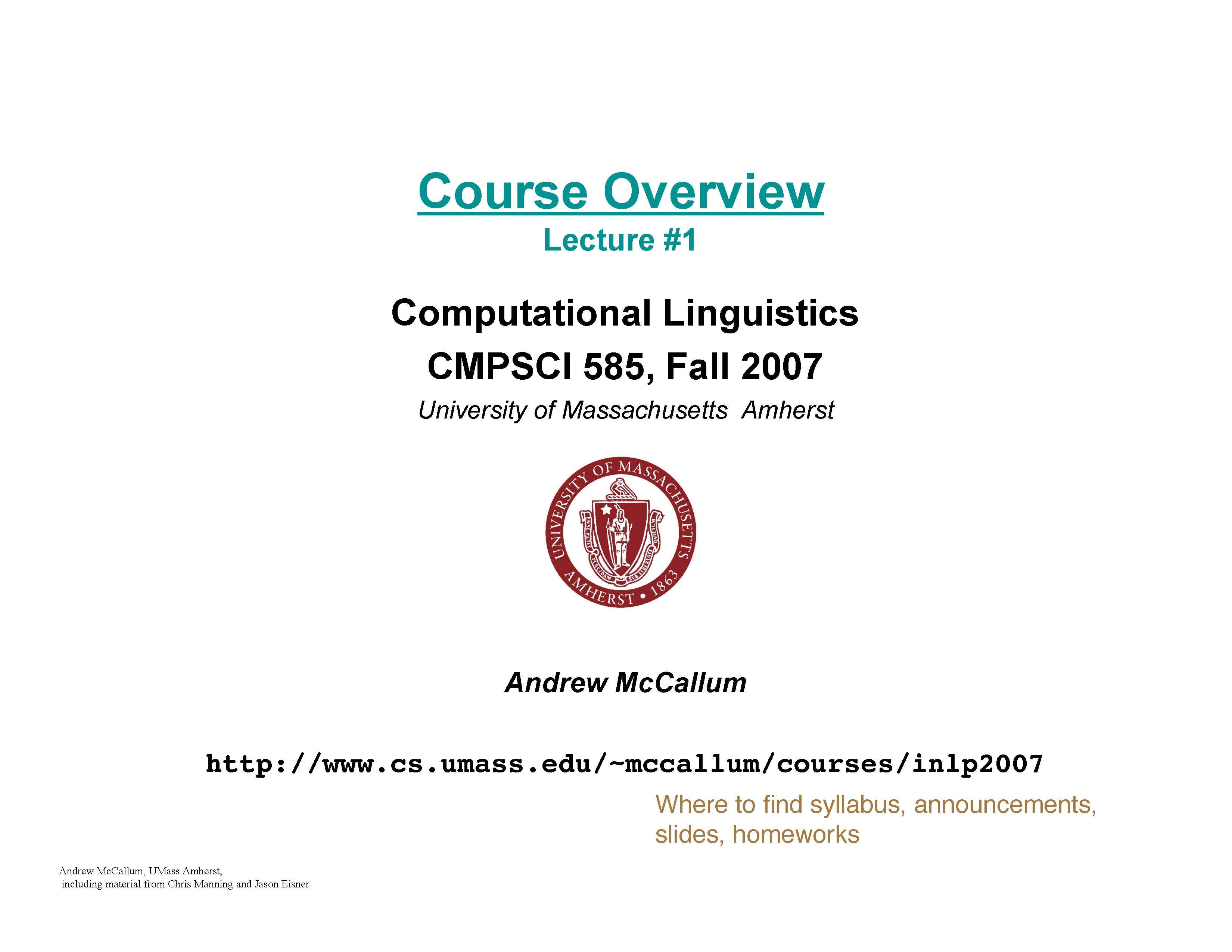 Introduction to Natural Language Processing