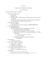 Study Guide Bundle for exams 1 and 2 and the final exam -- CS 104 with Jeffery Gray