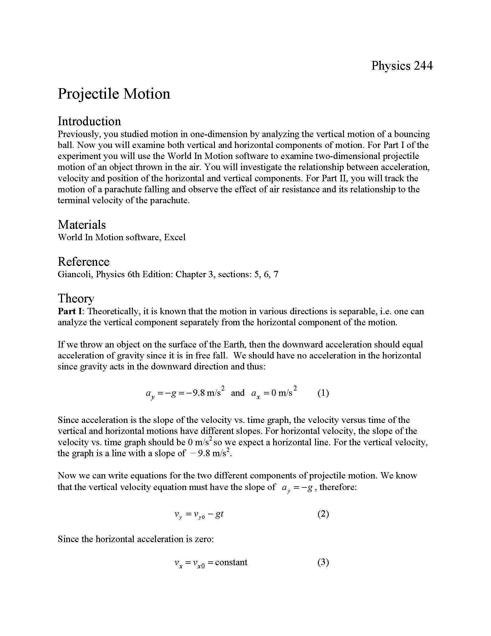 College Physics I Lab