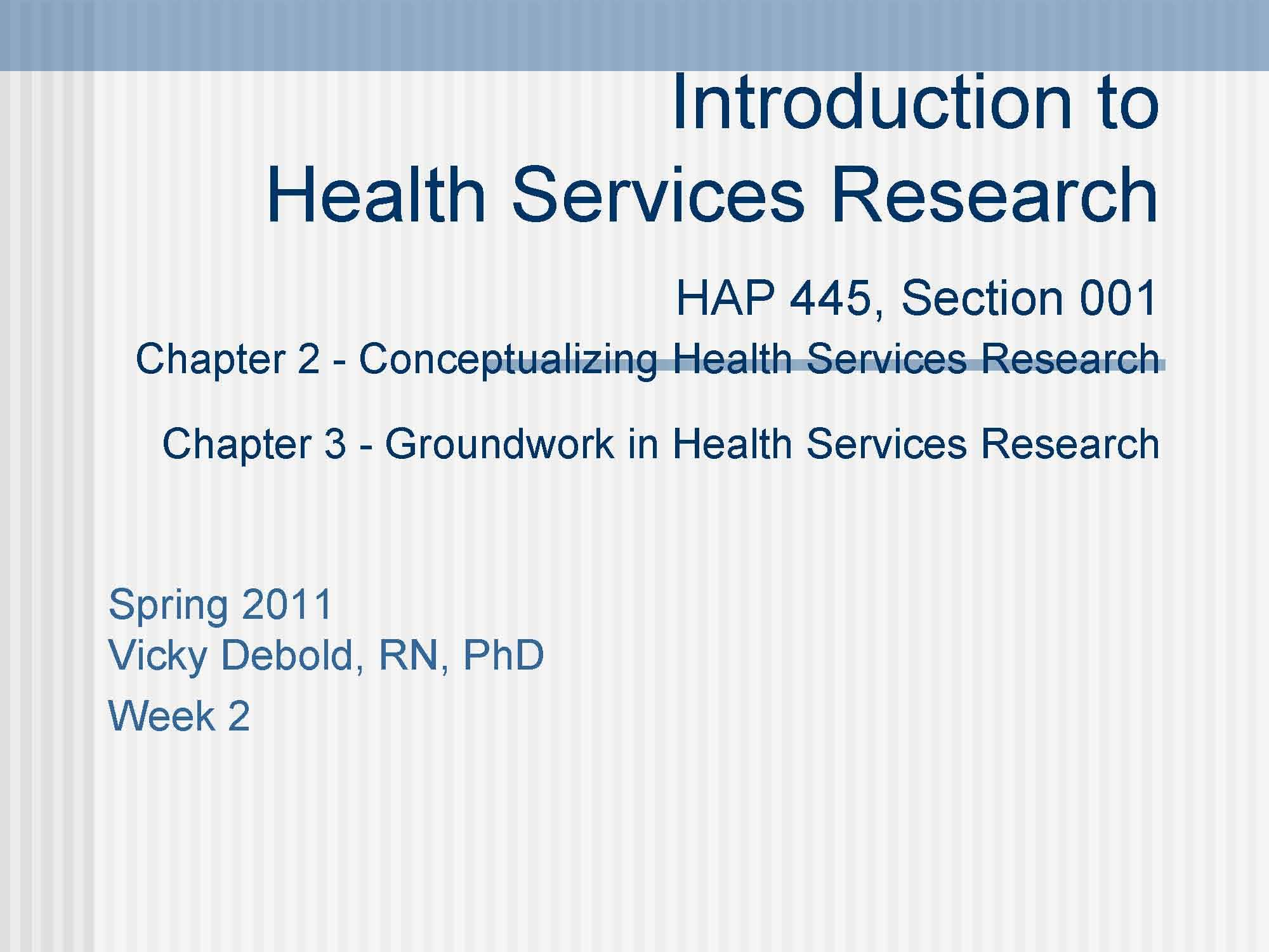 Intro Health Services Research