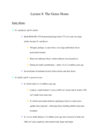 Lecture 8: Genus Homo