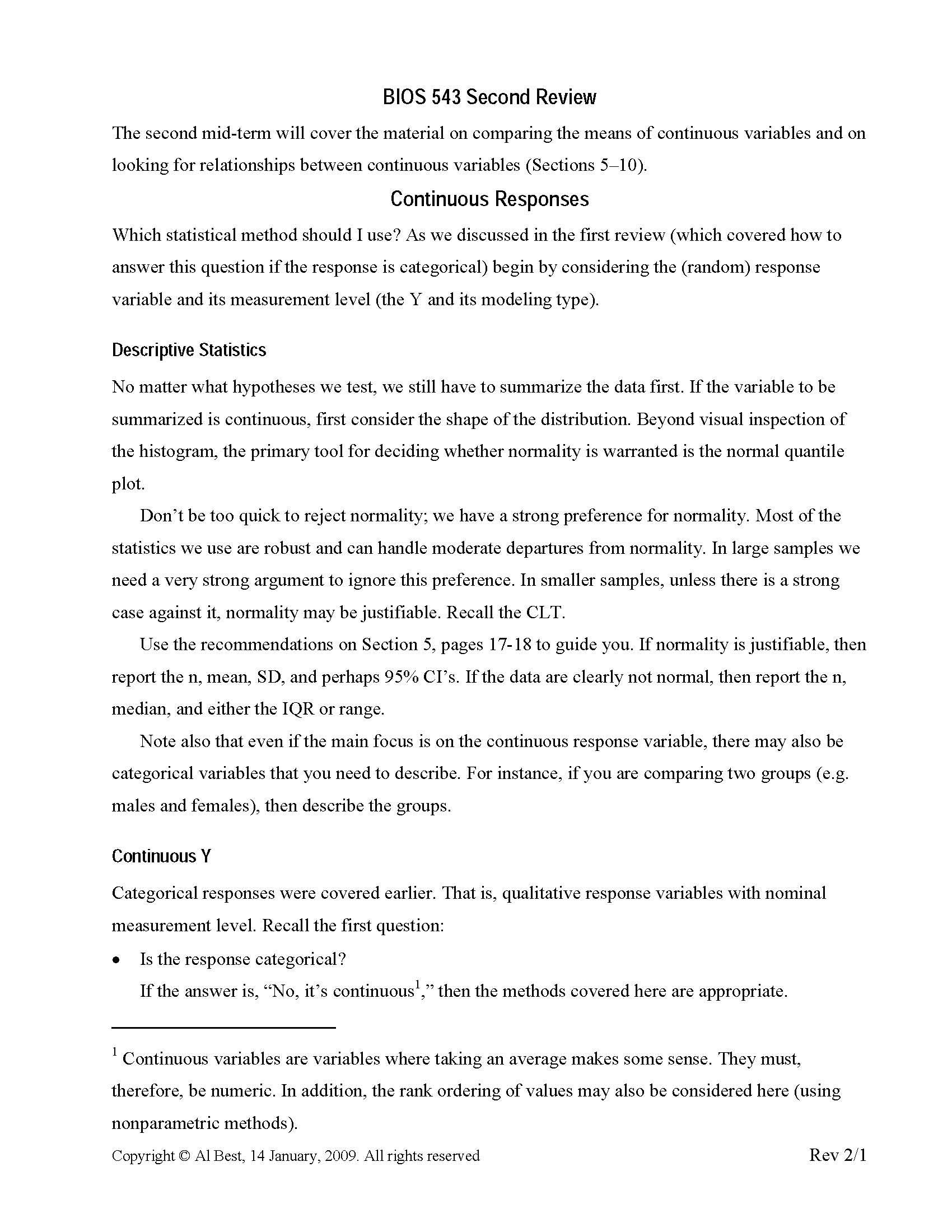 STATISTICAL METHODS I