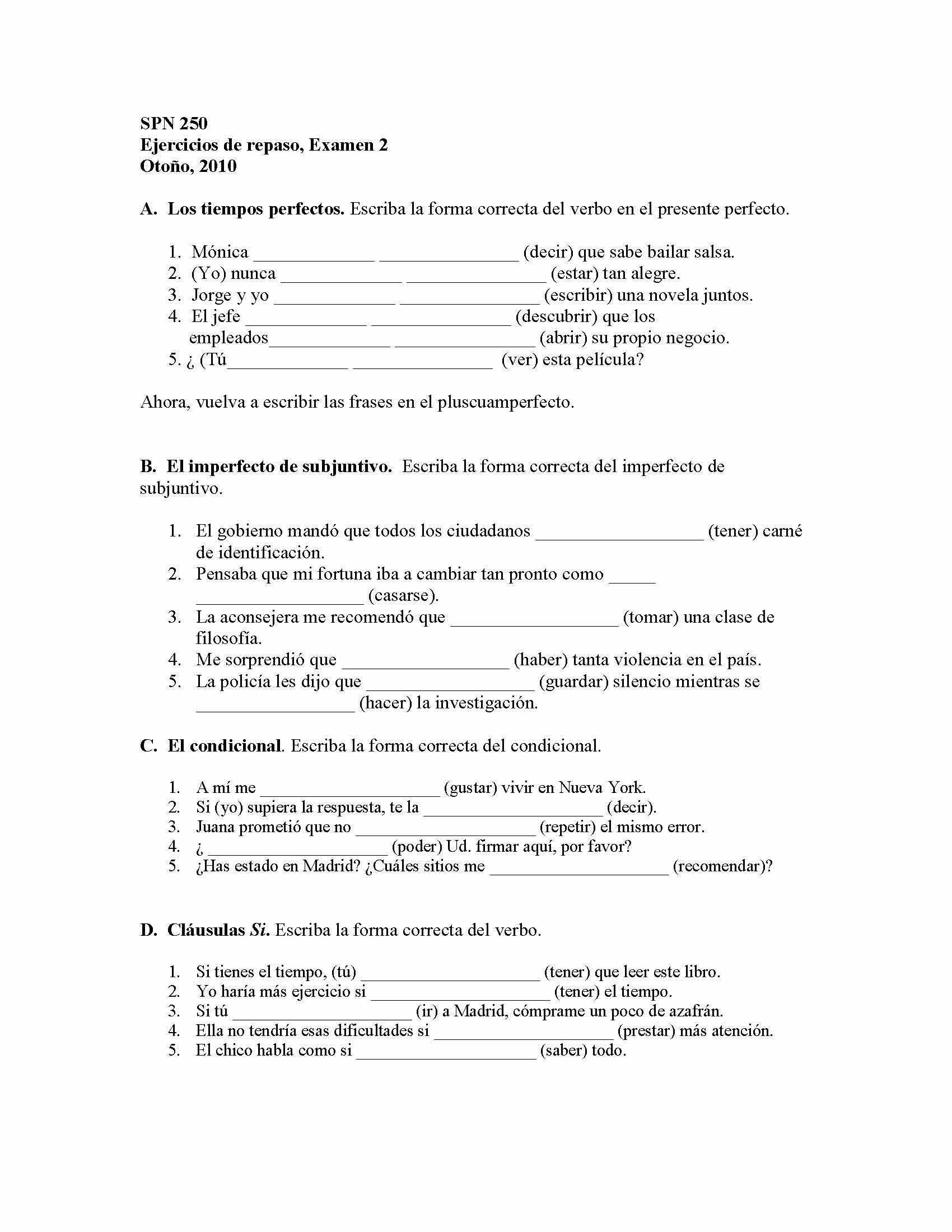 Review of Intermediate Spanish