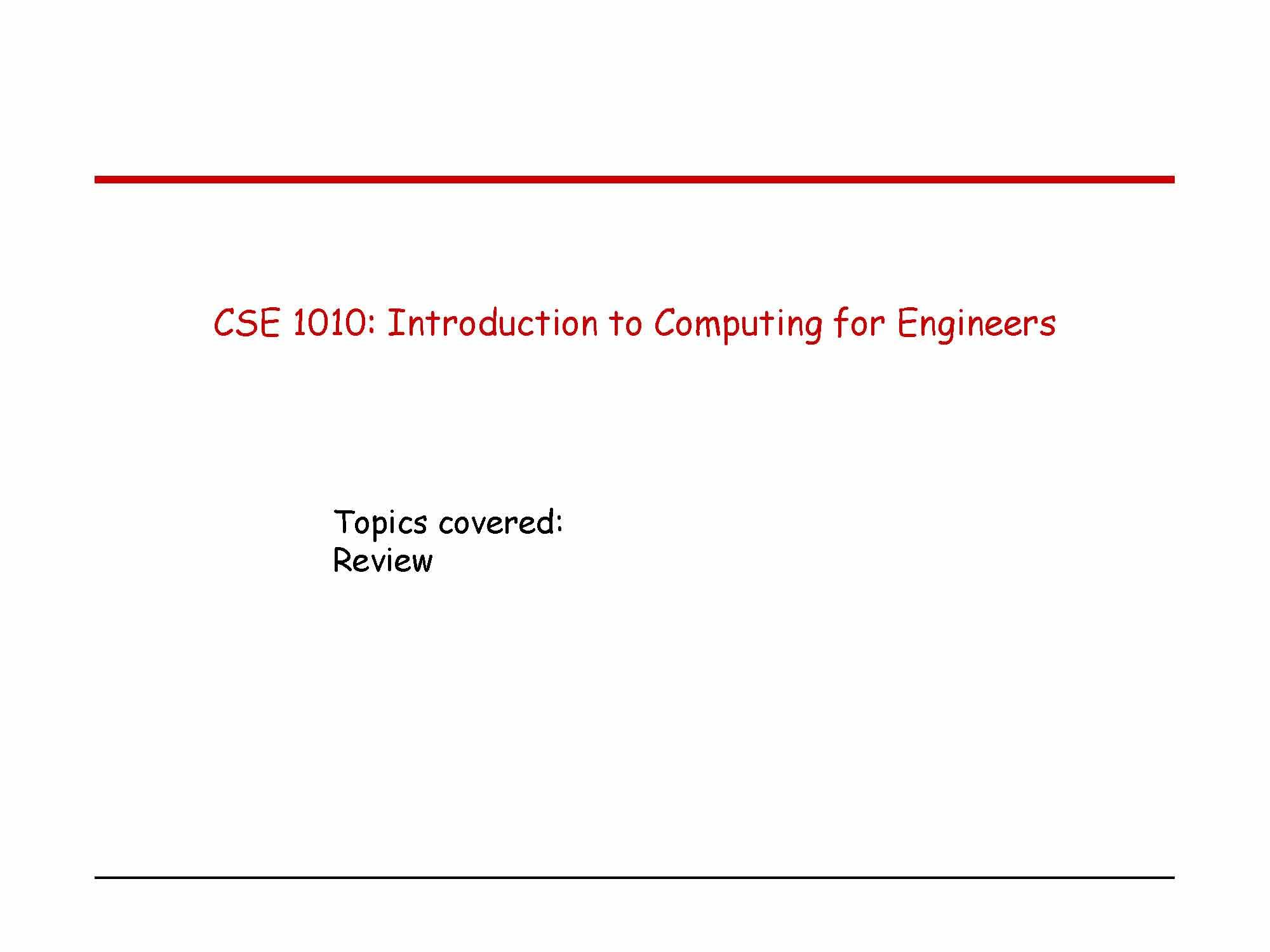 Introduction to Computing for Engineers
