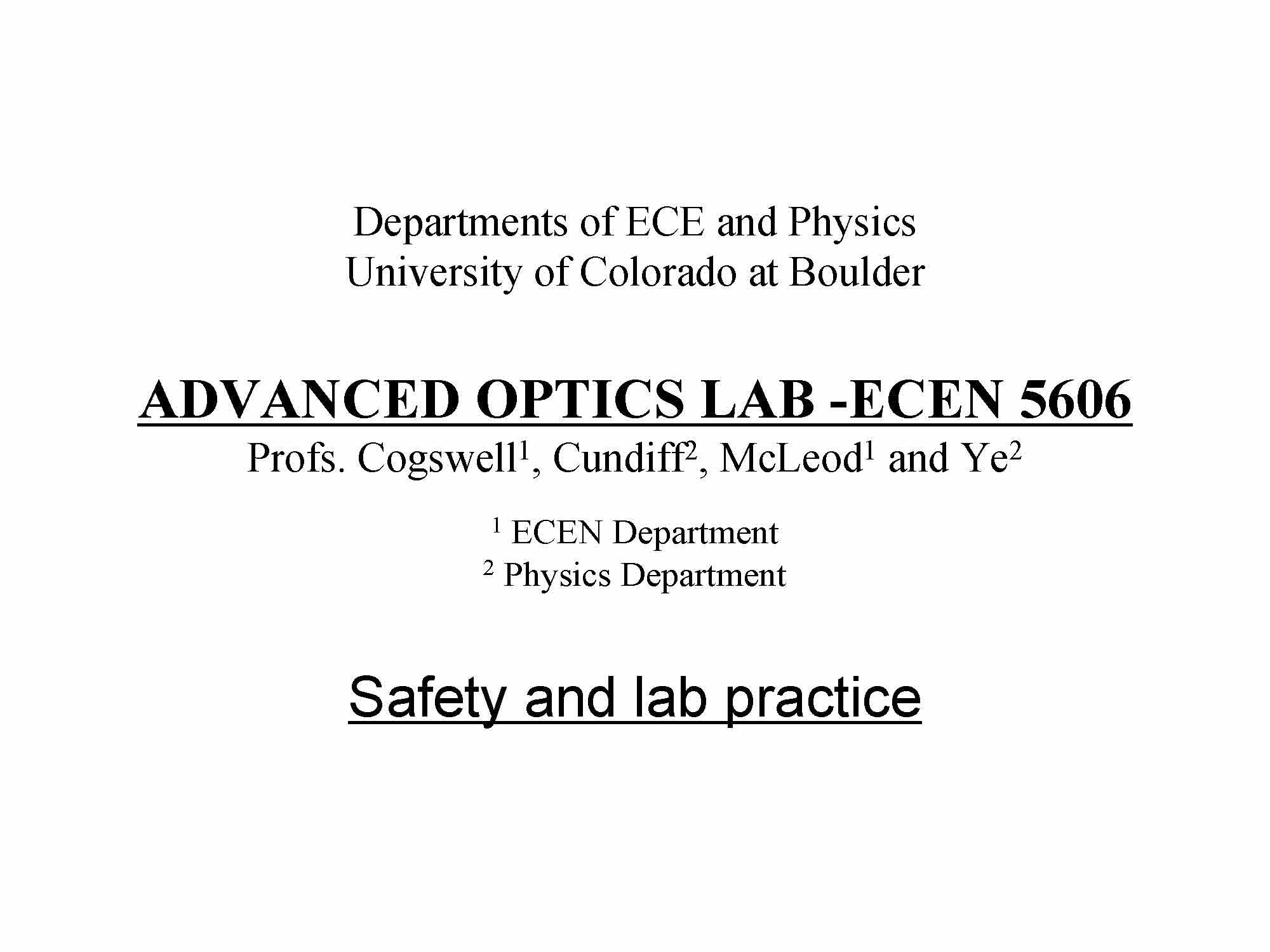OPTICAL LAB 1