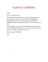 Study Guide for Exam 2
