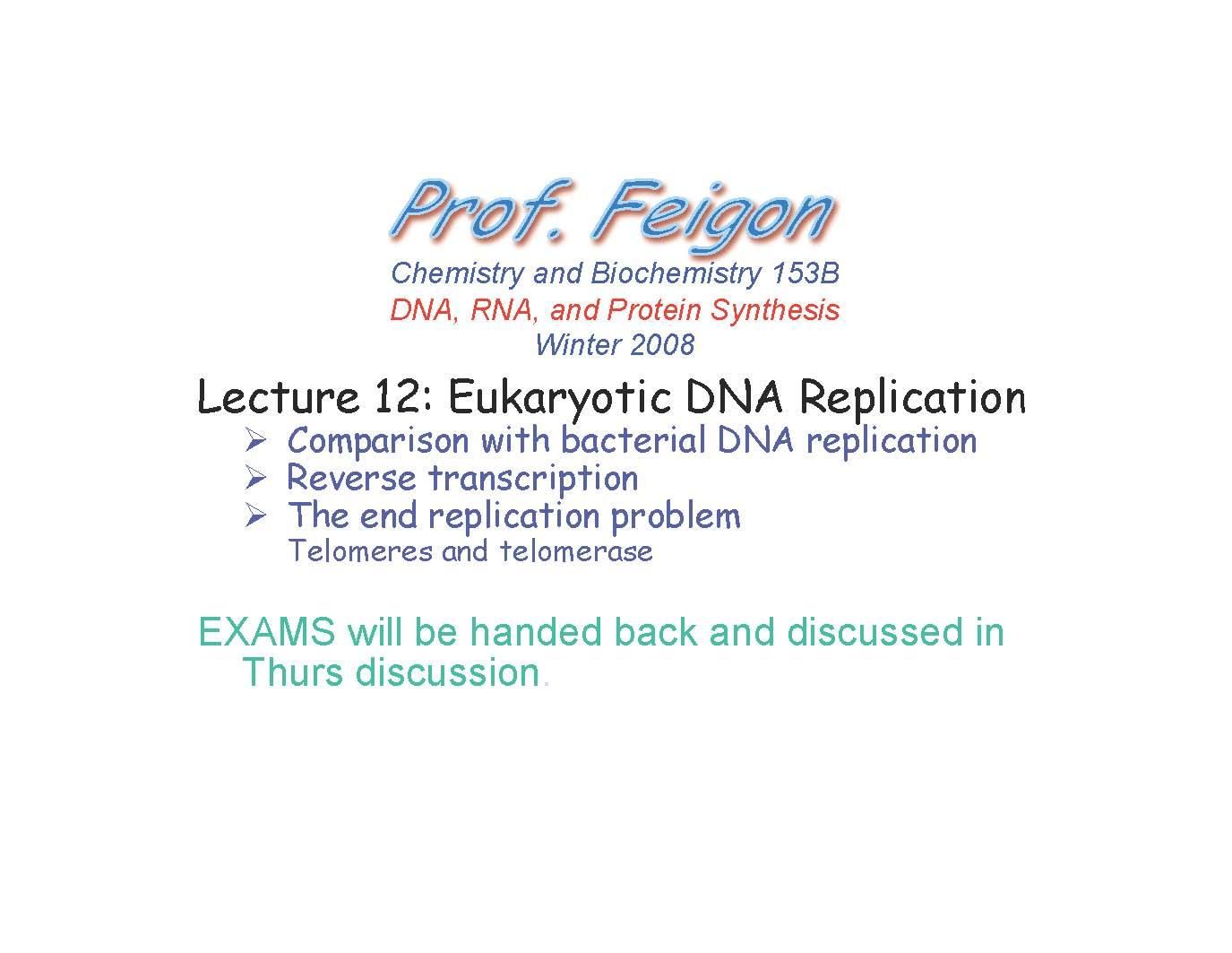 Biochemistry DNA, RNA, and Protein Synthesis