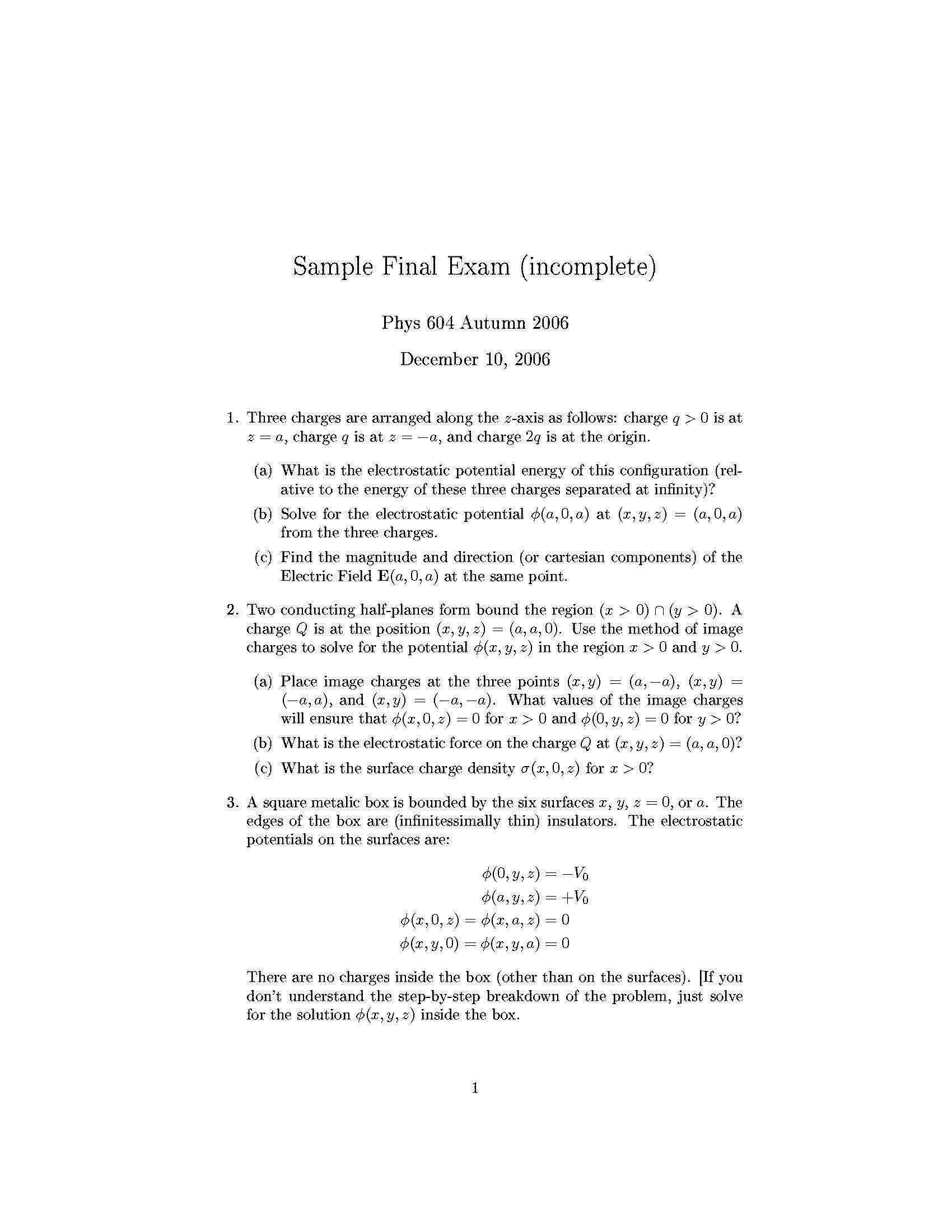 Classical Electrodynamics I