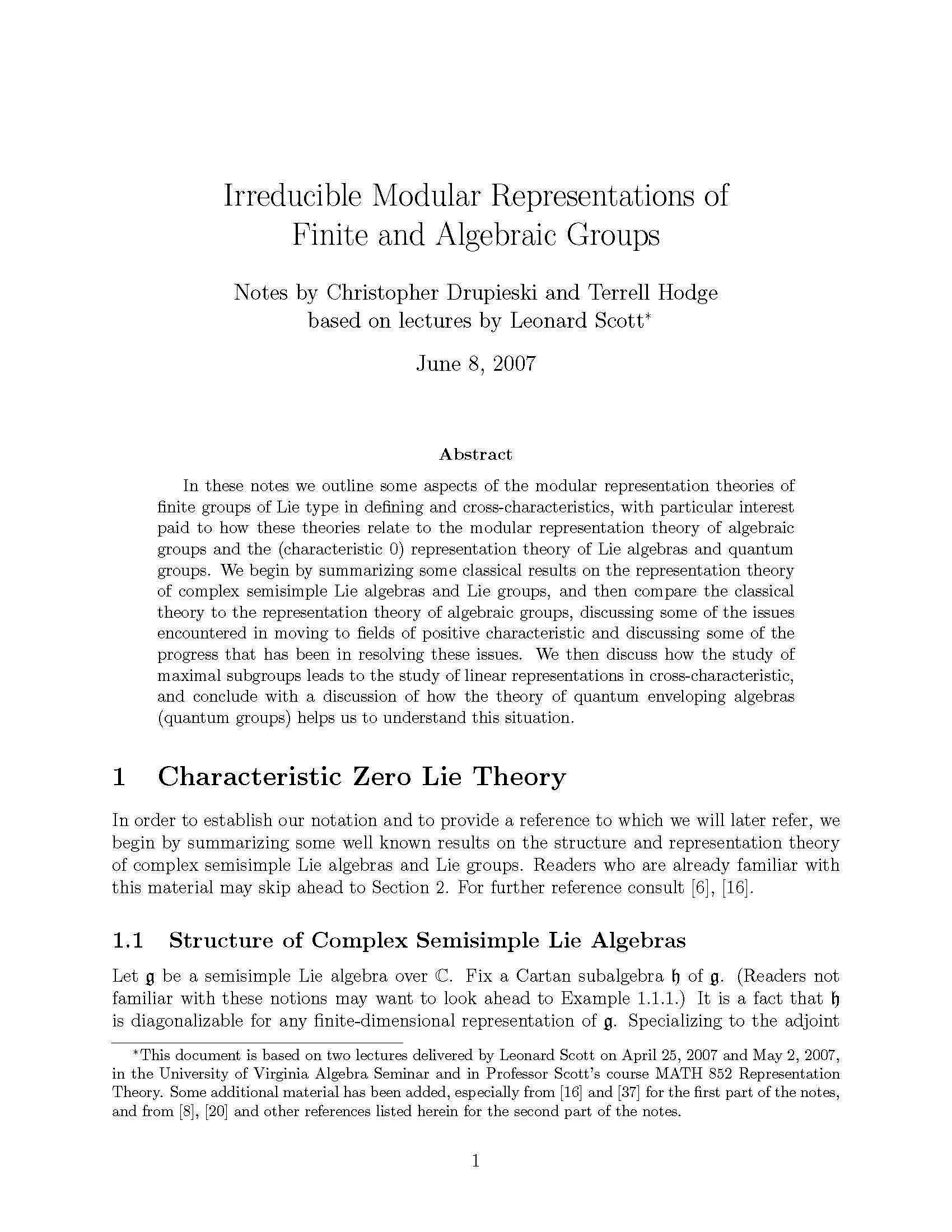 Representation Theory