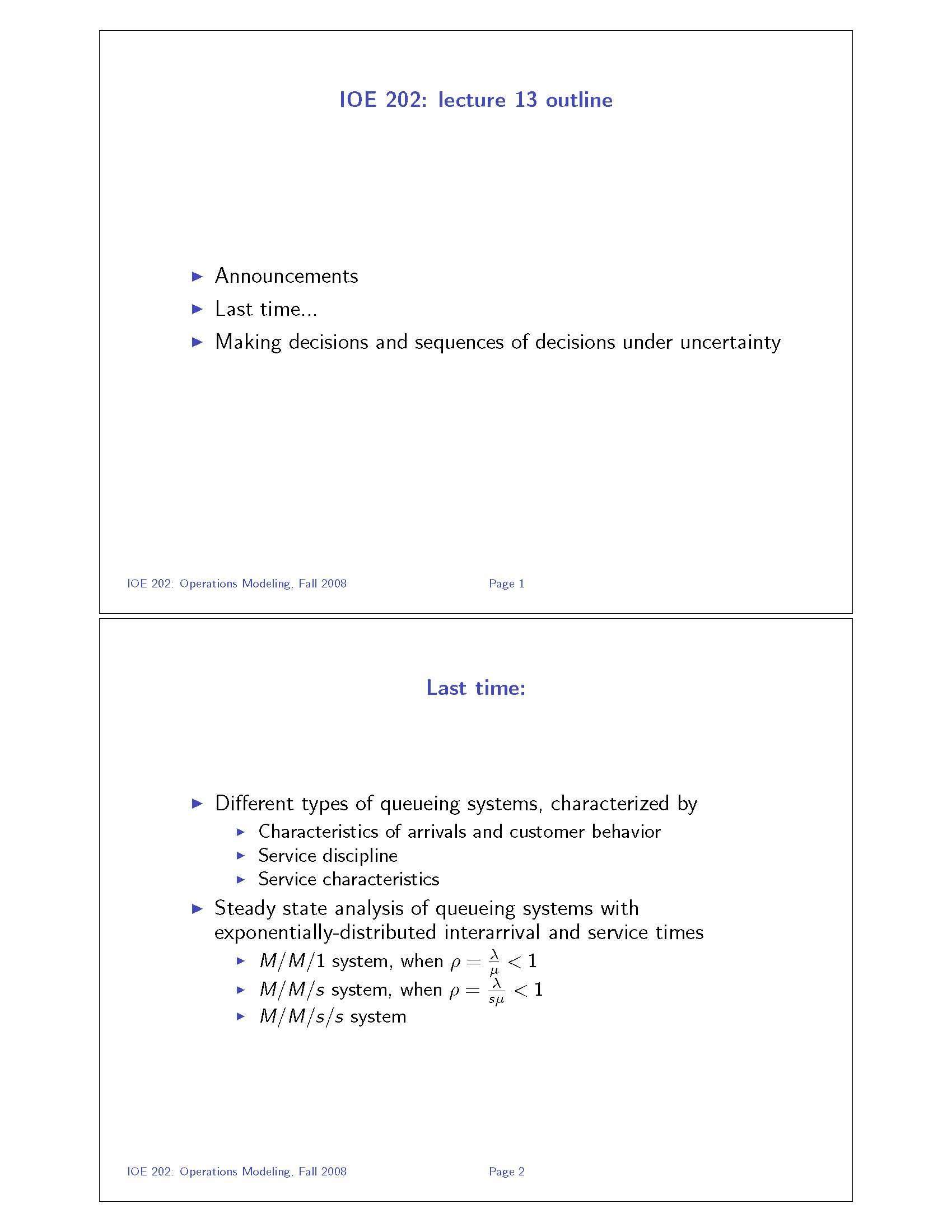 Operations Modeling