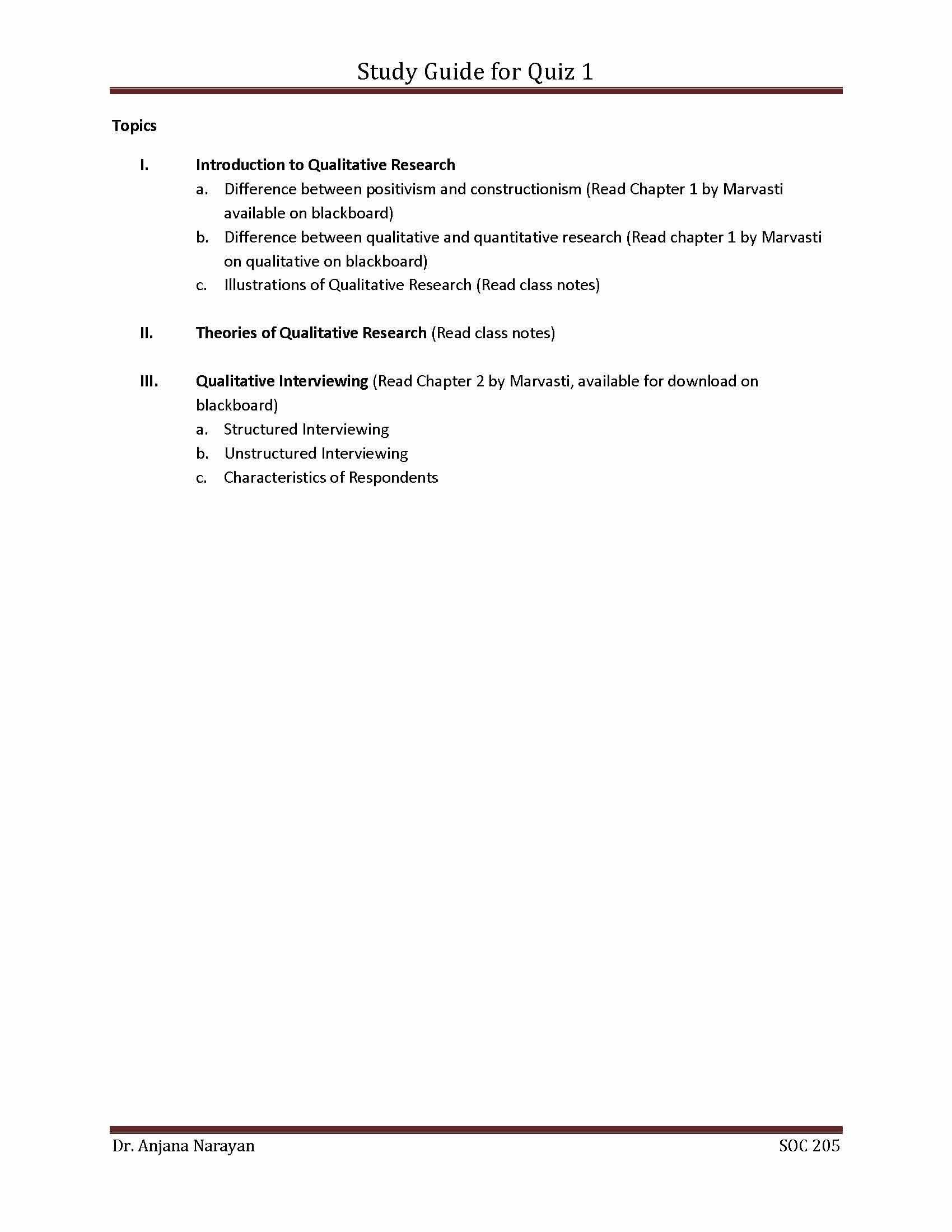 Research Methods in Sociology II